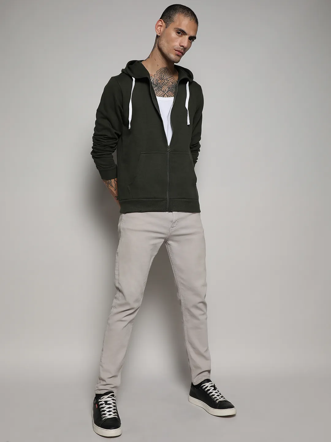 Zip-Front Hoodie With Contrast Drawstring - Image 5