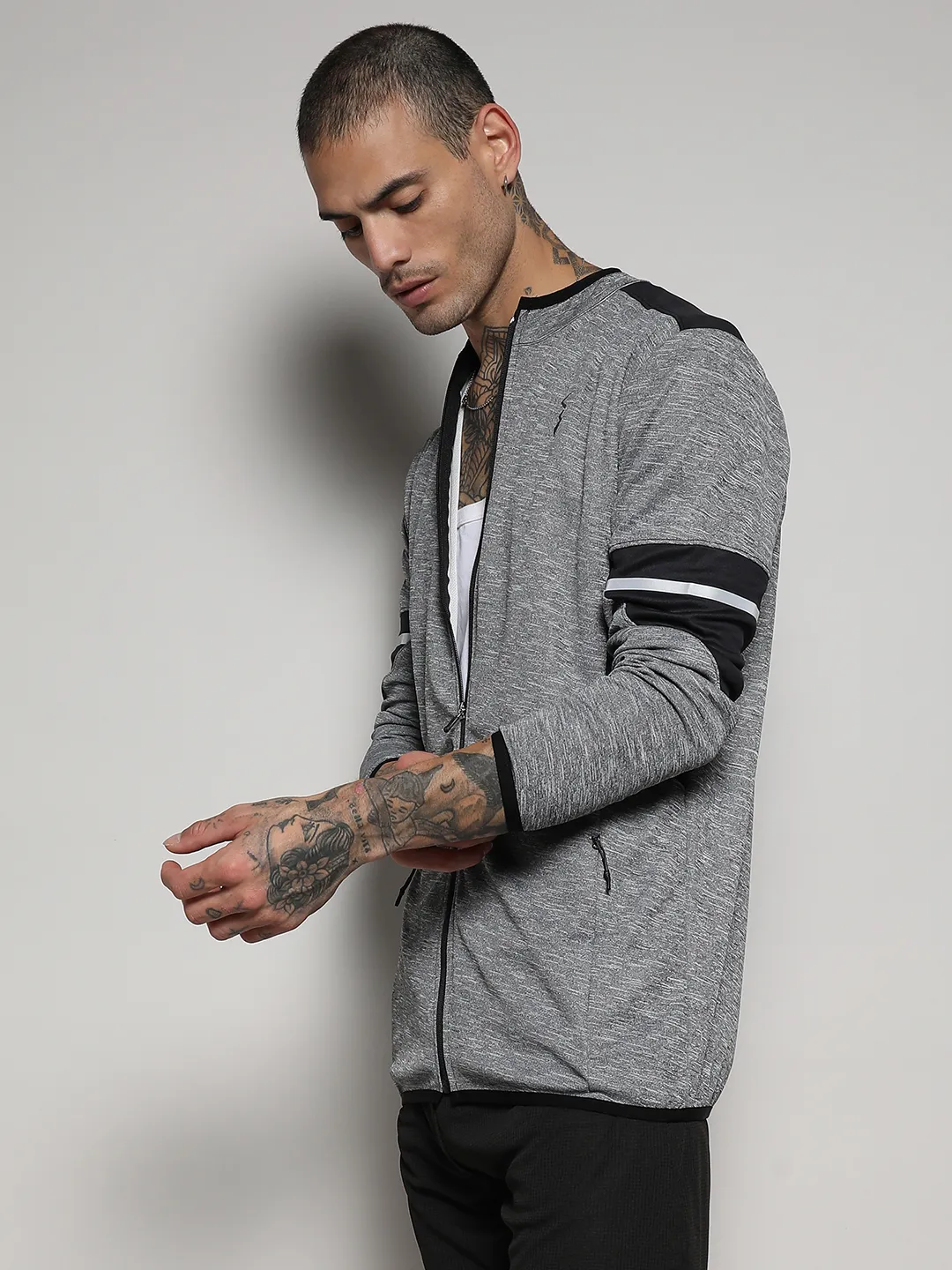 Heathered Activewear Jacket With Contrast Detail - Image 3