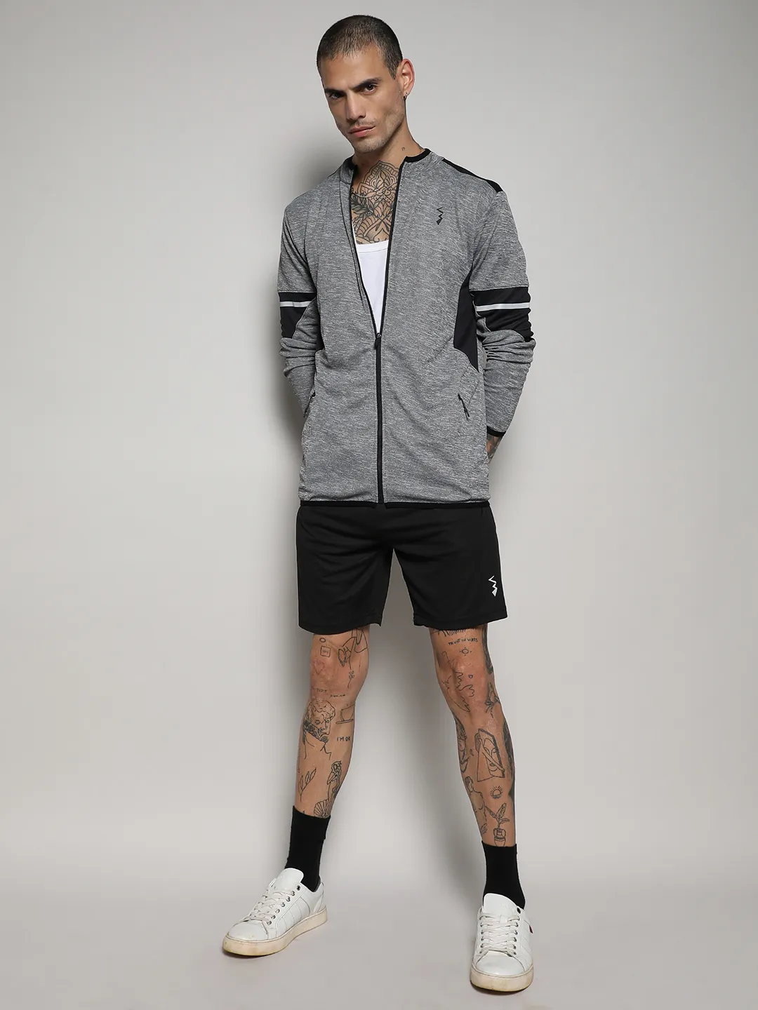 Heathered Activewear Jacket With Contrast Detail - Image 5