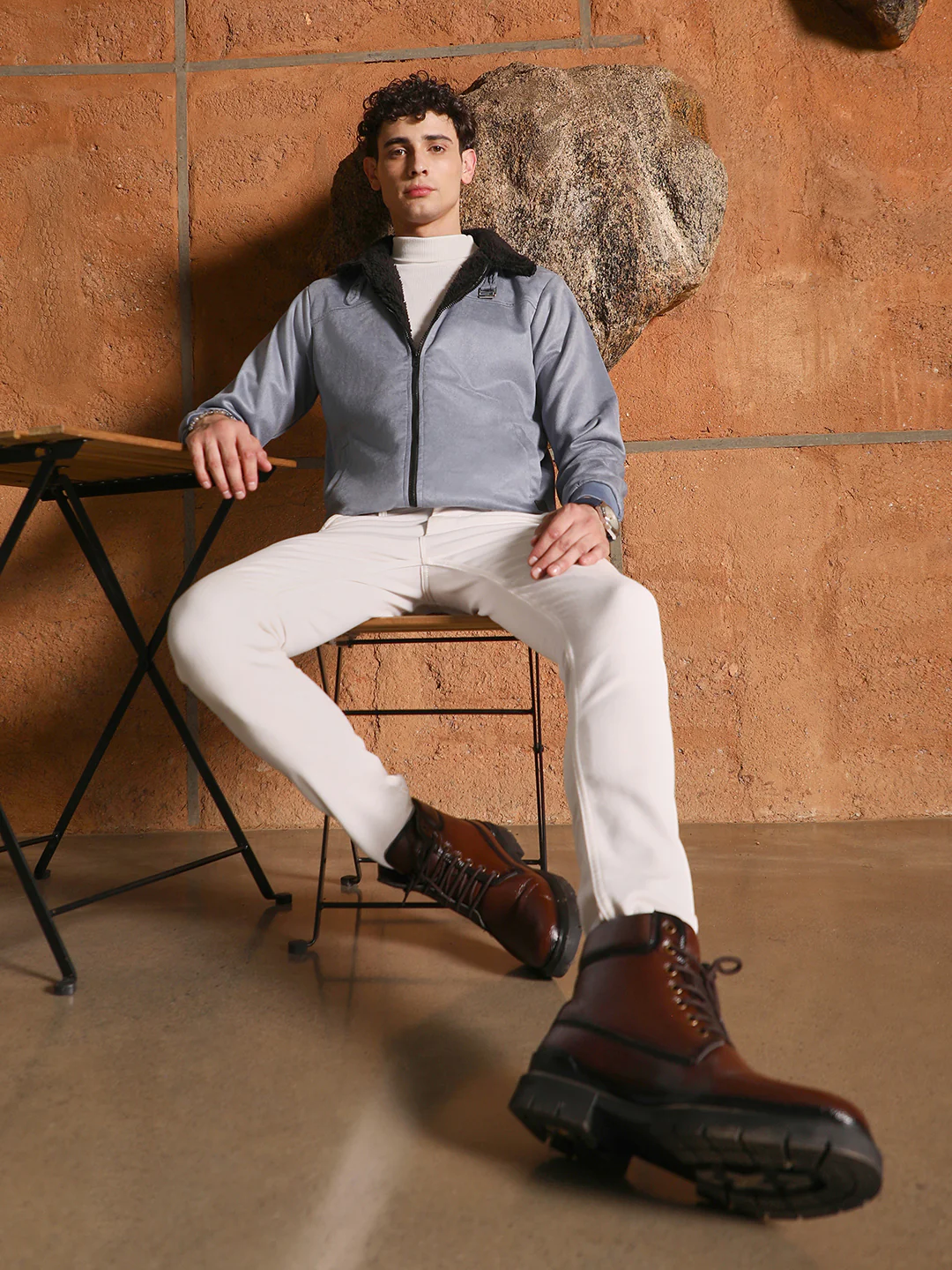 Fur-Lined Suede Bomber Jacket - Image 21