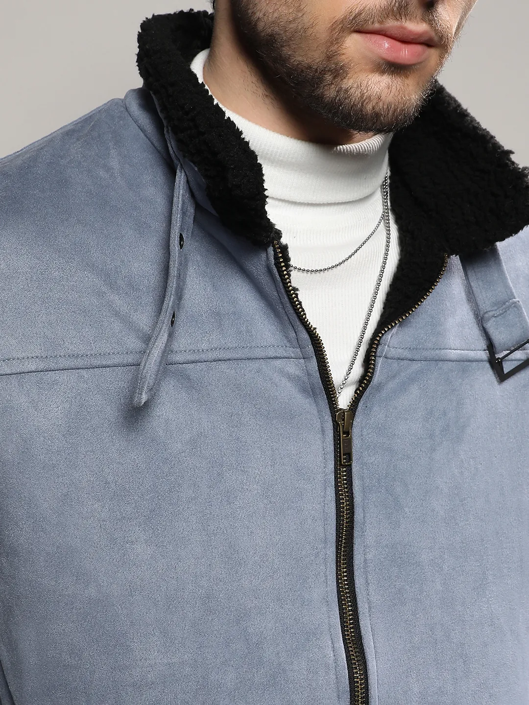 Fur-Lined Suede Bomber Jacket - Image 9