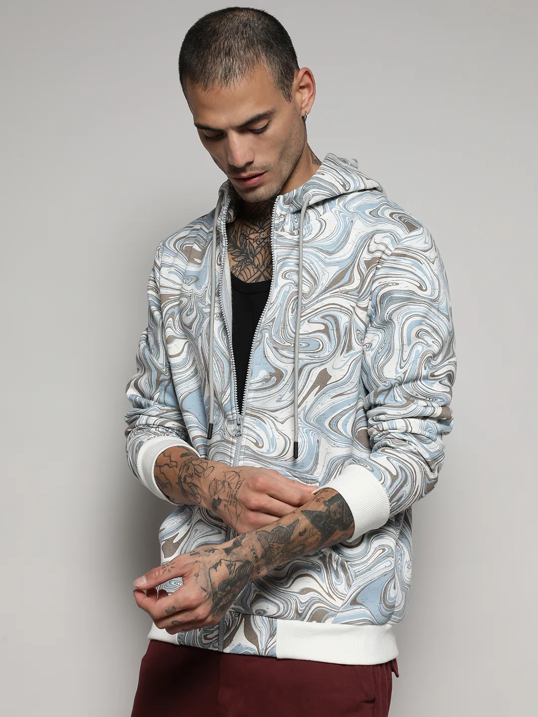 Contrast Fluid Zip Front Hoodie - Image 3