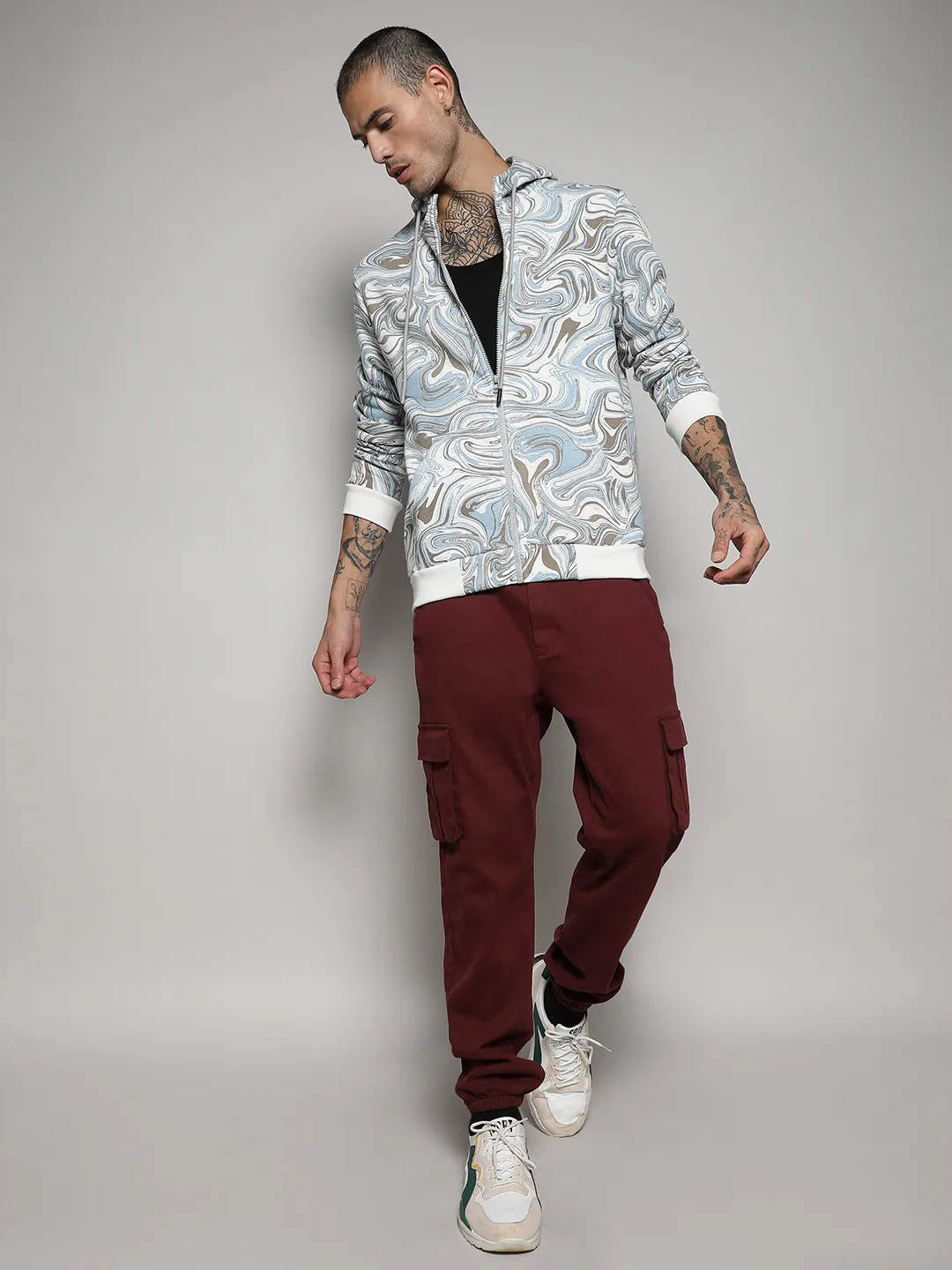 Contrast Fluid Zip Front Hoodie - Image 5