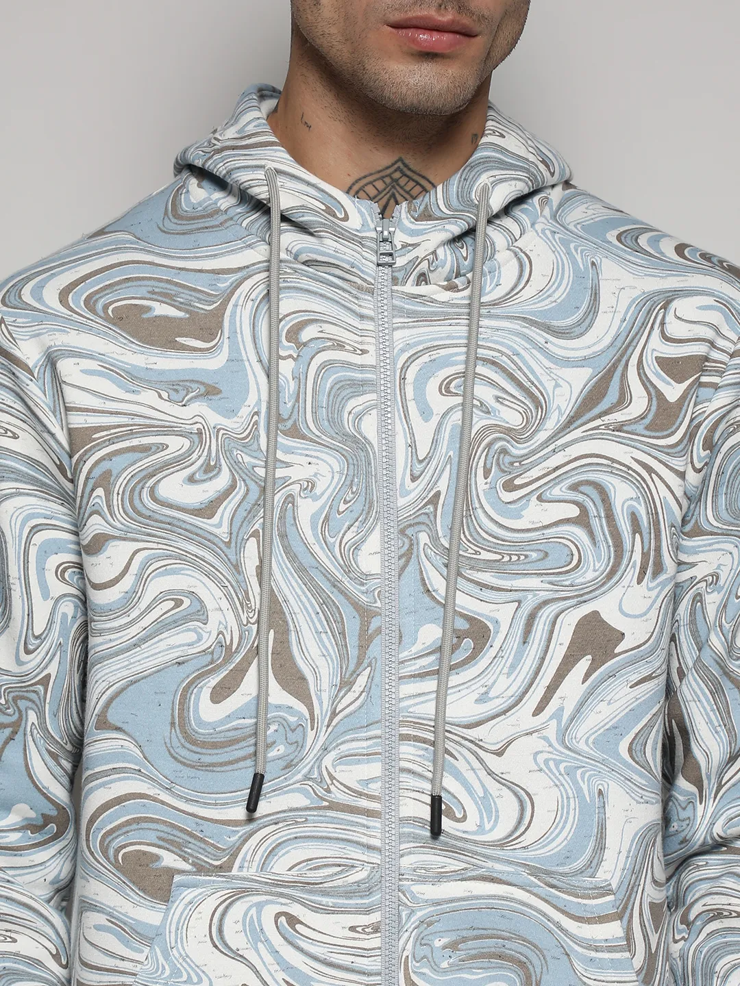 Contrast Fluid Zip Front Hoodie - Image 7