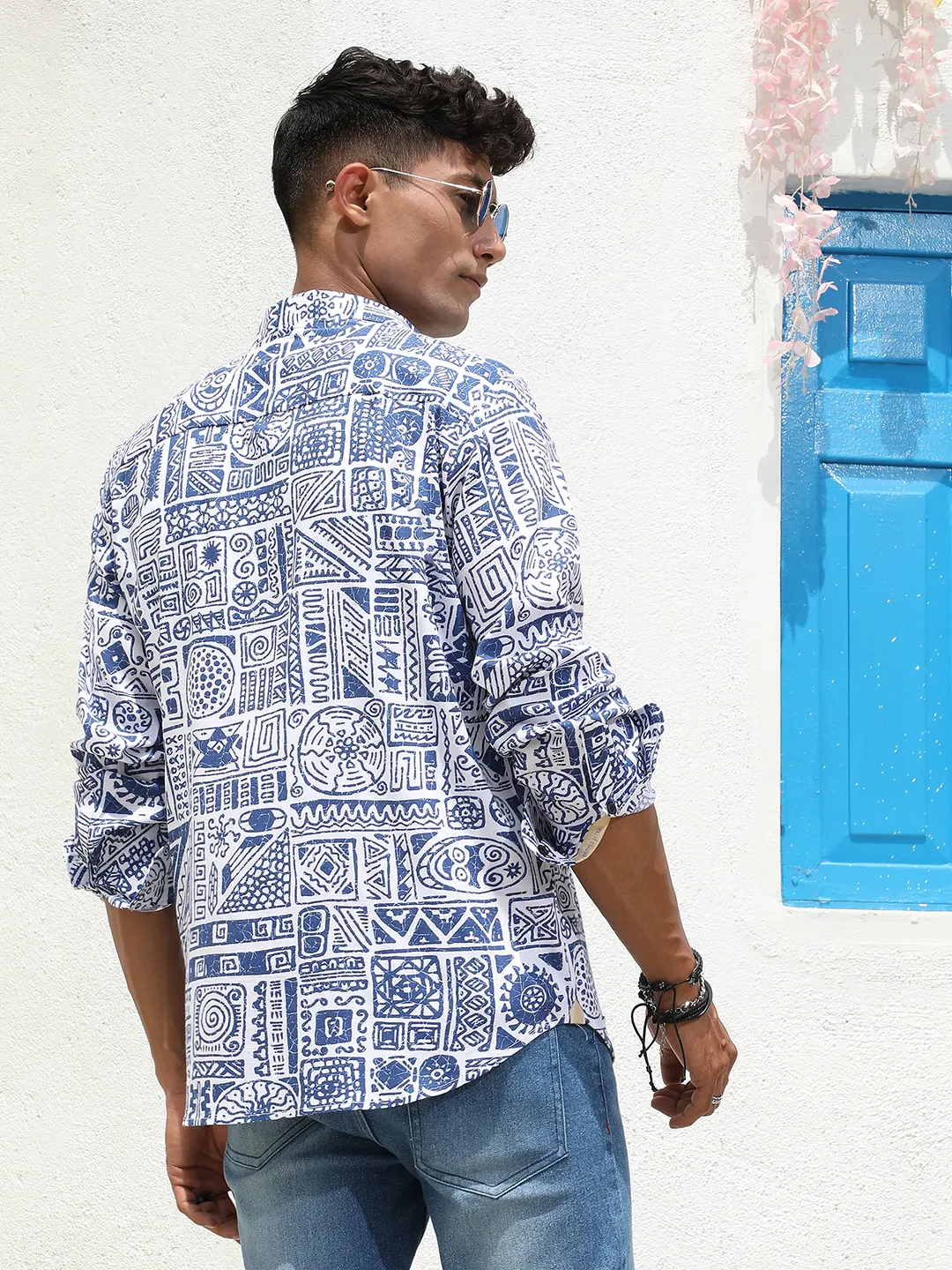 Contrast Aztec Shirt - Image 4
