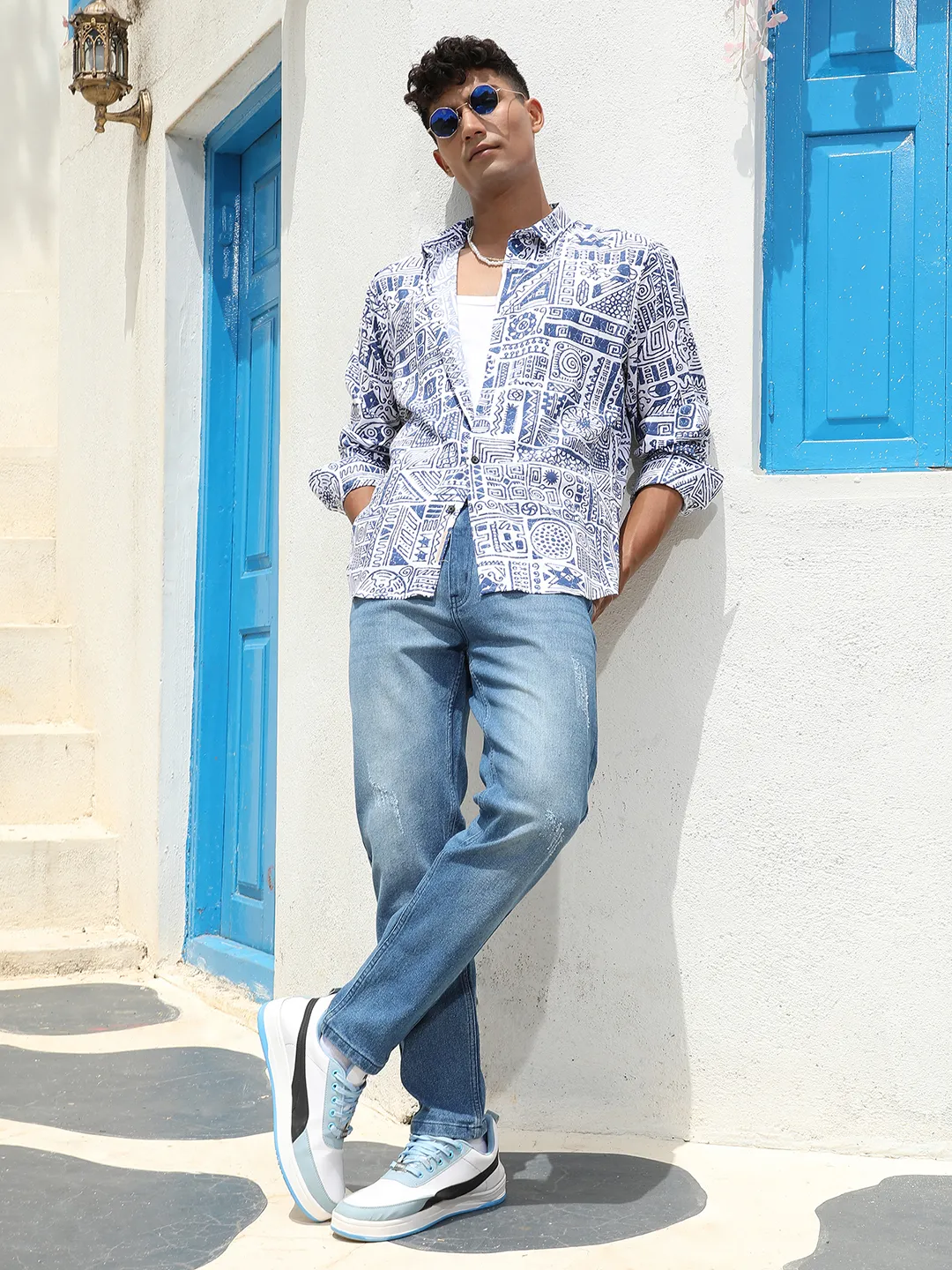 Contrast Aztec Shirt - Image 5