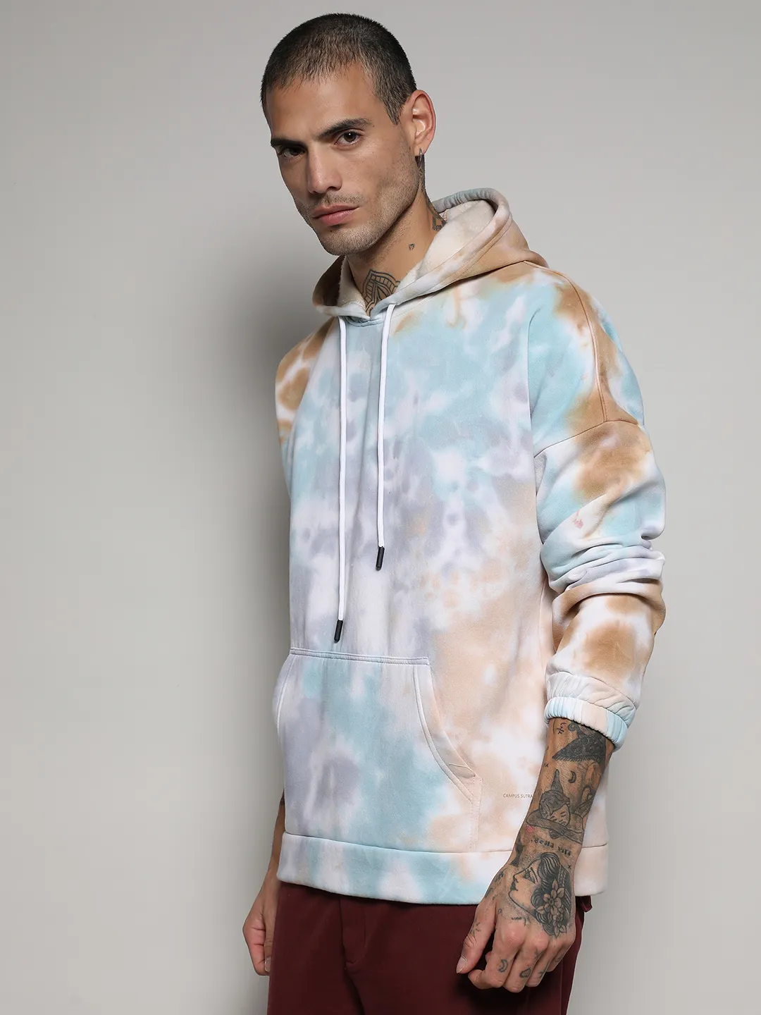 Pastel Tie Dye Oversized Hoodie With Kangaroo Pocket - Image 3