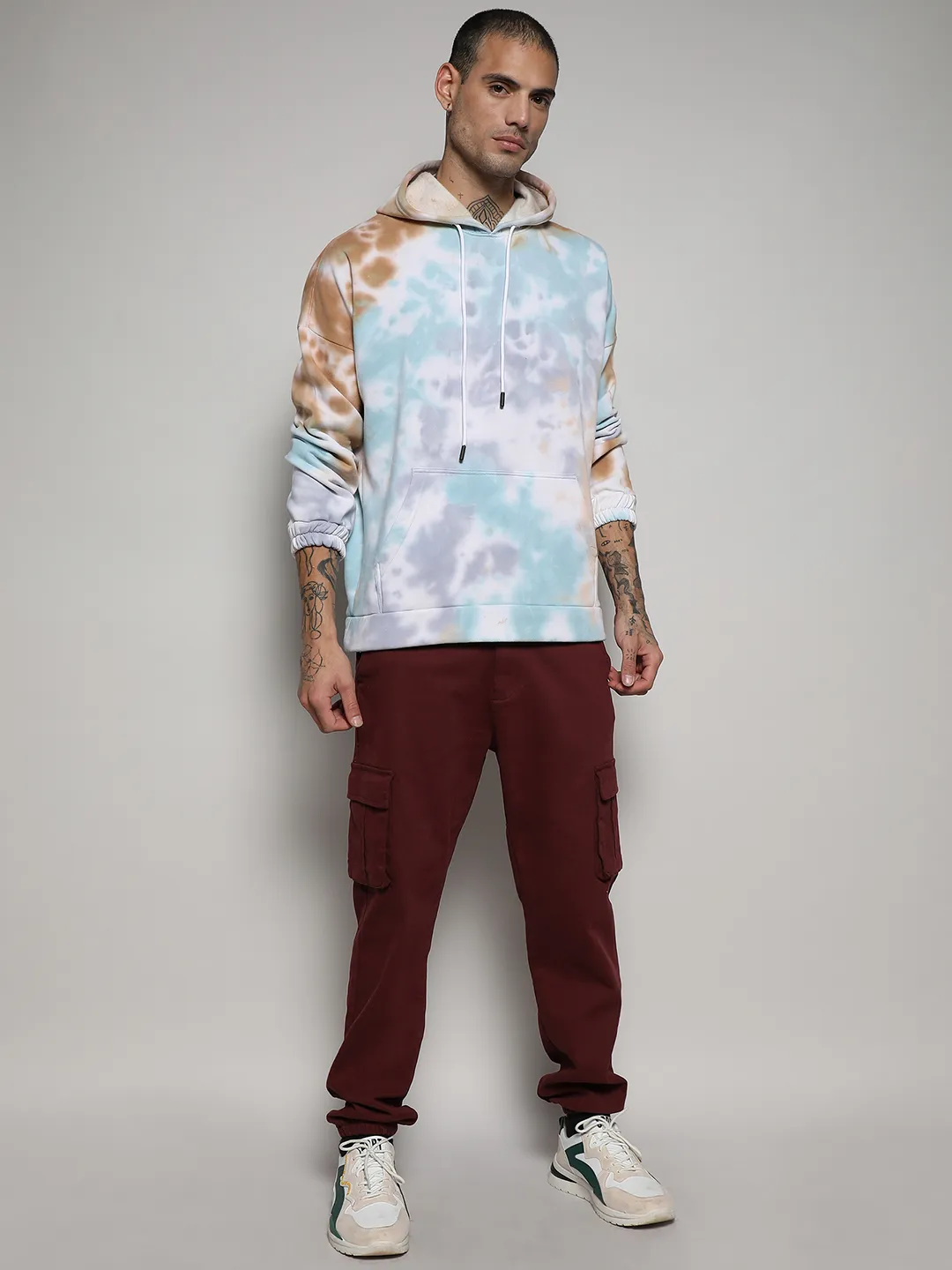 Pastel Tie Dye Oversized Hoodie With Kangaroo Pocket - Image 5