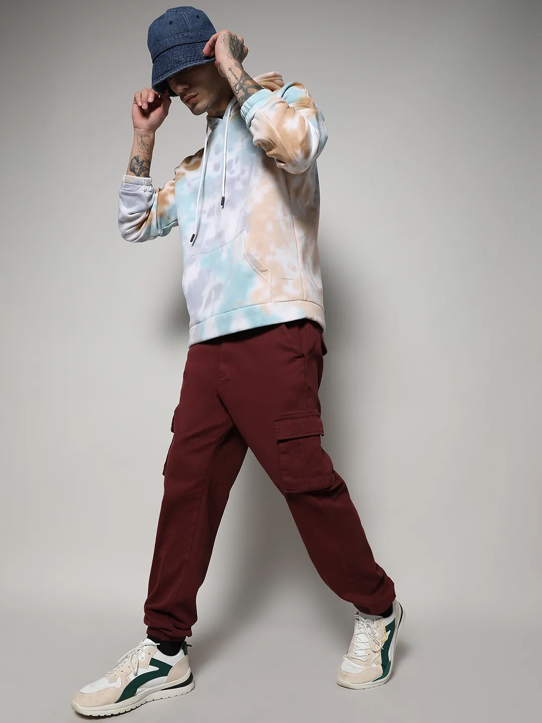 Pastel Tie Dye Oversized Hoodie With Kangaroo Pocket - Image 6