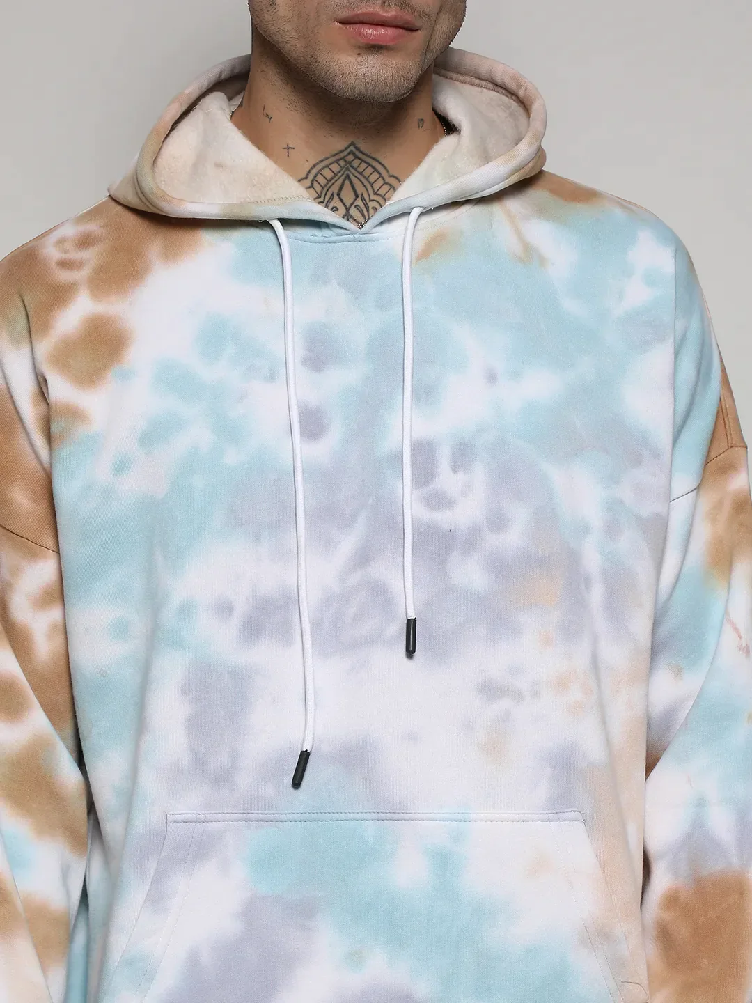 Pastel Tie Dye Oversized Hoodie With Kangaroo Pocket - Image 7