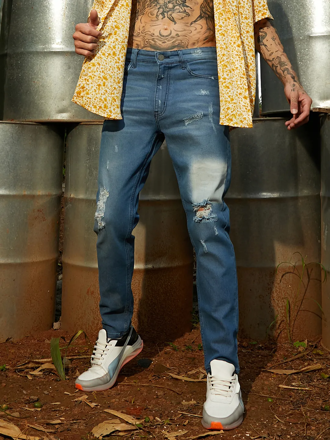 Ripped Knee Denim Jeans - Image 3