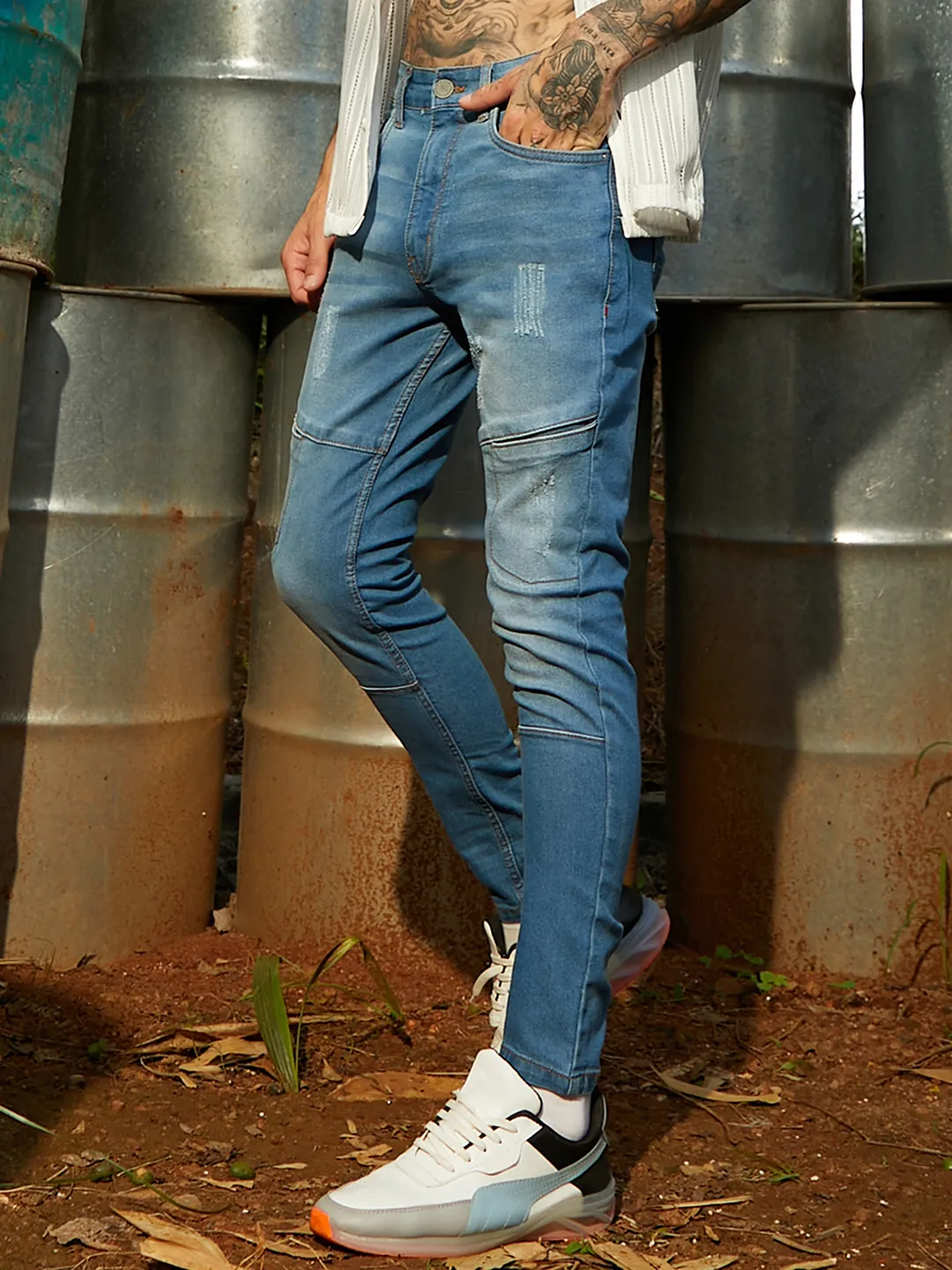 Self-Design Patched Denim Jeans - Image 3