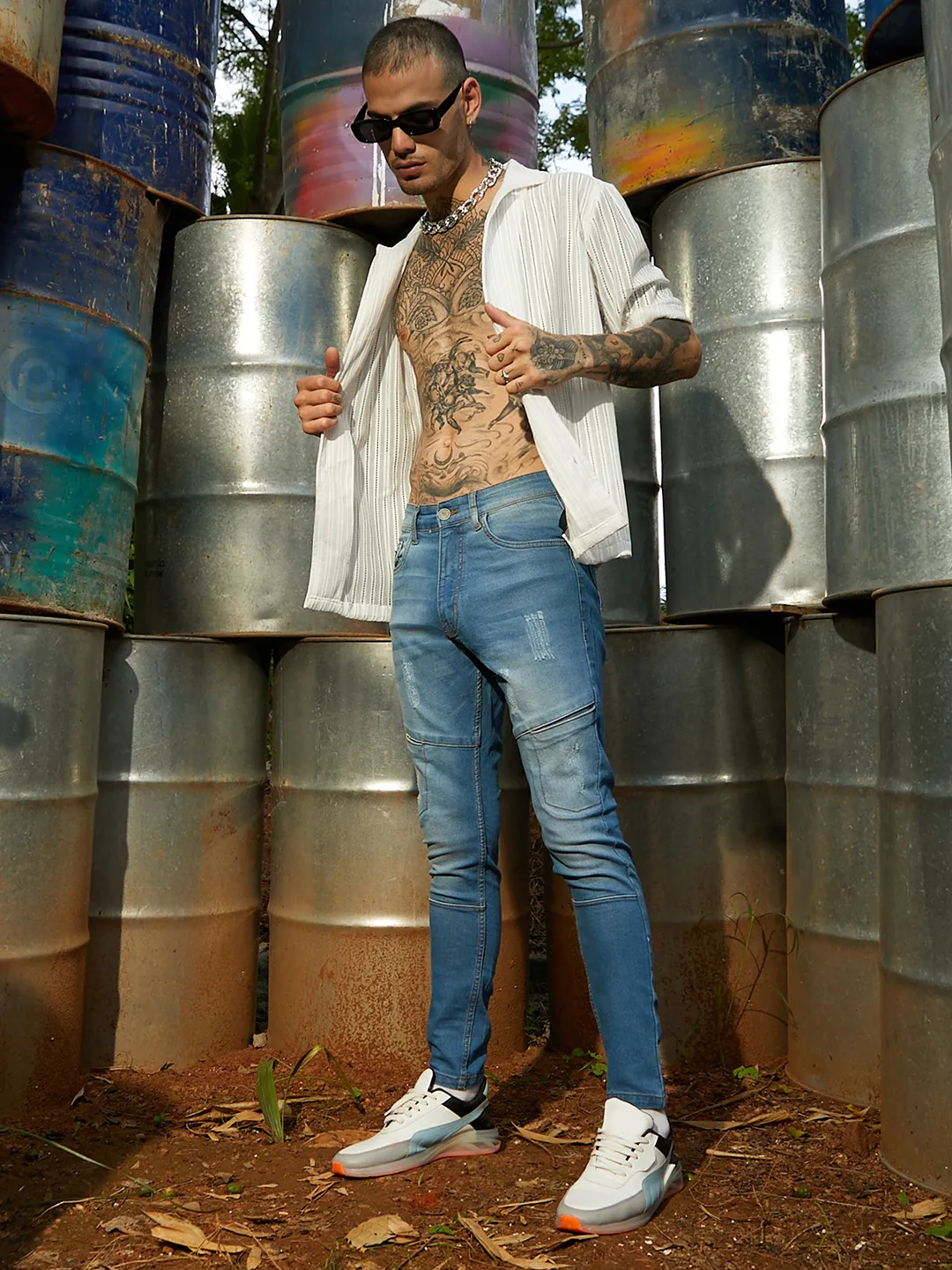 Self-Design Patched Denim Jeans - Image 5