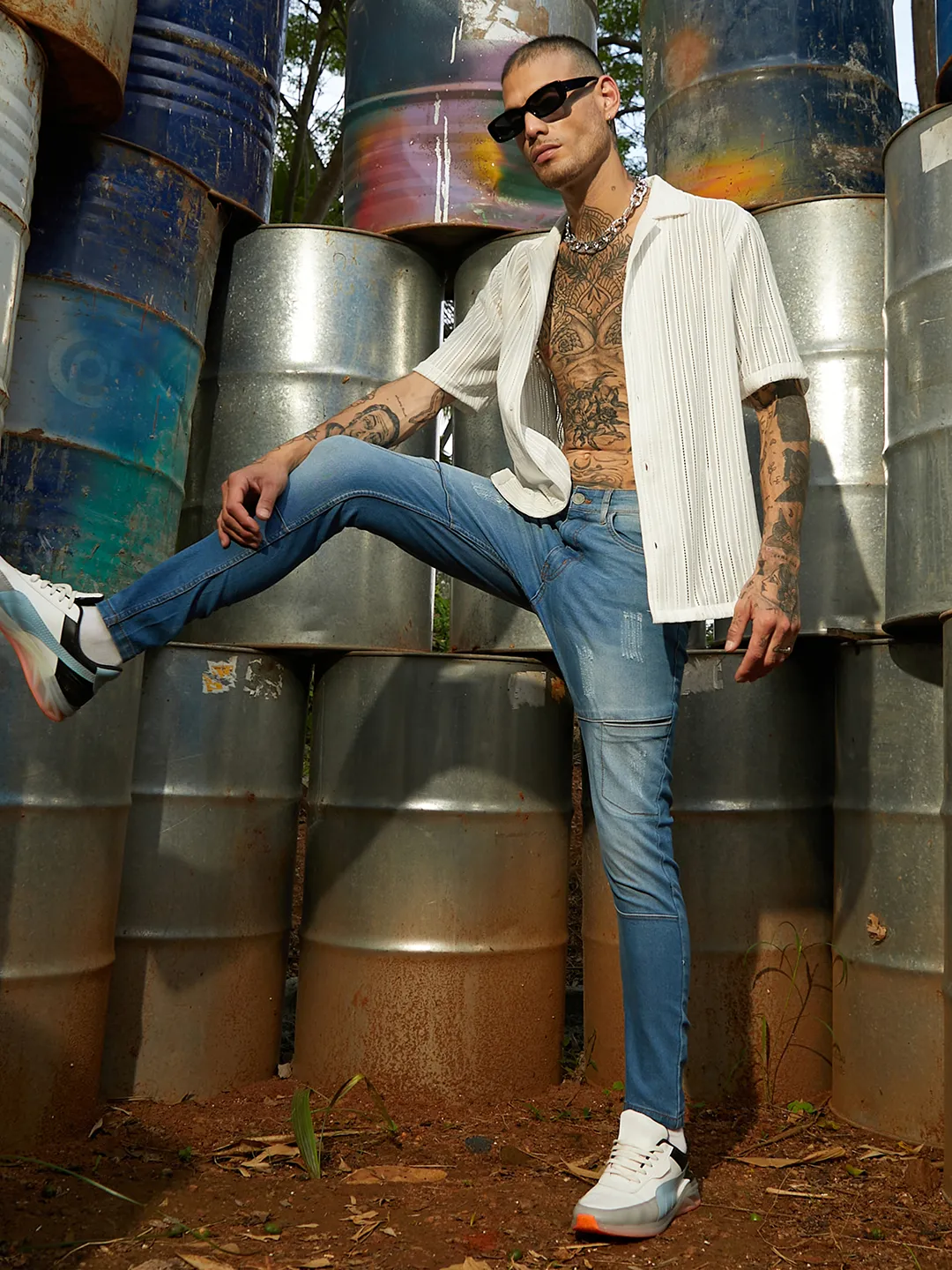 Self-Design Patched Denim Jeans - Image 6