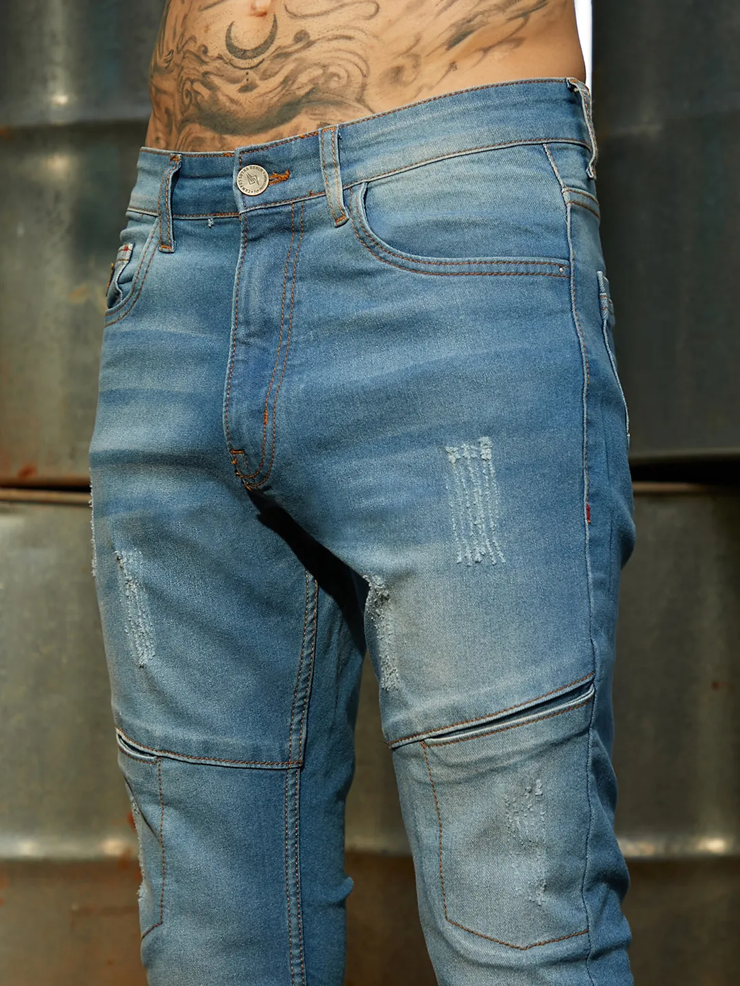 Self-Design Patched Denim Jeans - Image 7