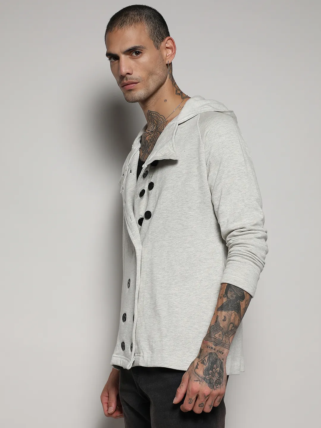 Double-Breasted Jacket With Hoodie - Image 3