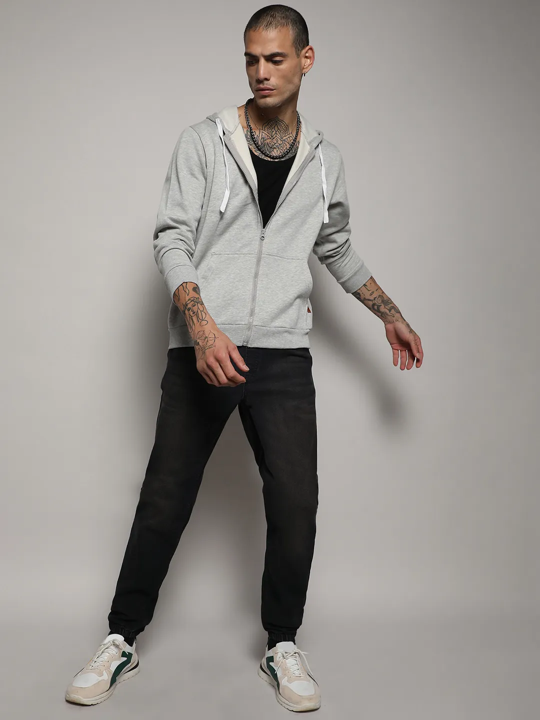 Zip-Front Hoodie With Contrast Drawstring - Image 5