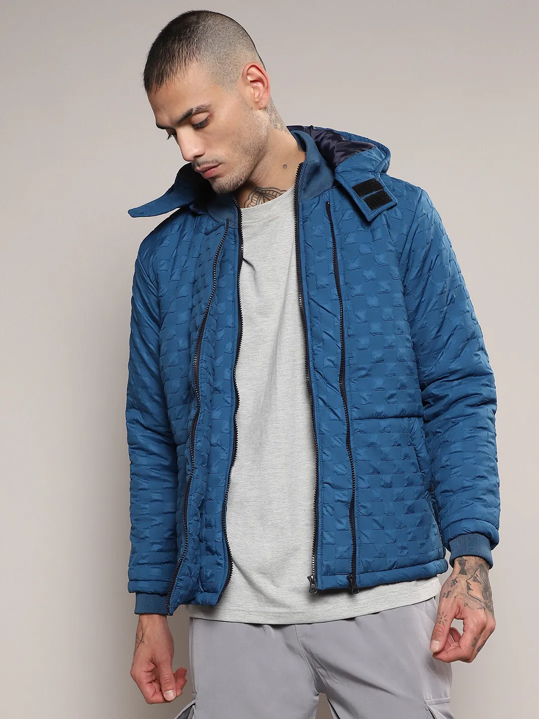 Self-Design Buffalo Check Puffer Jacket - Image 2