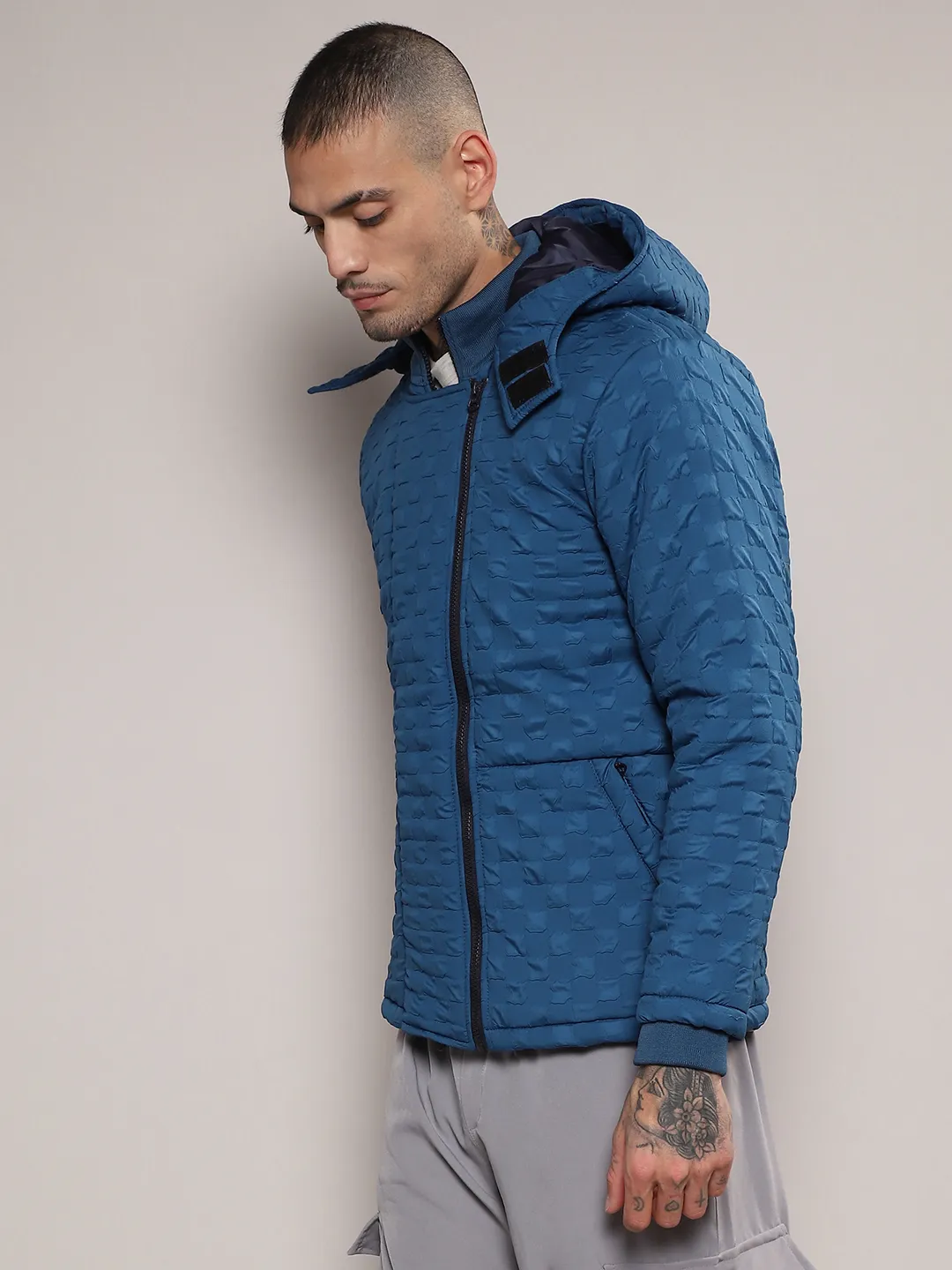 Self-Design Buffalo Check Puffer Jacket - Image 3