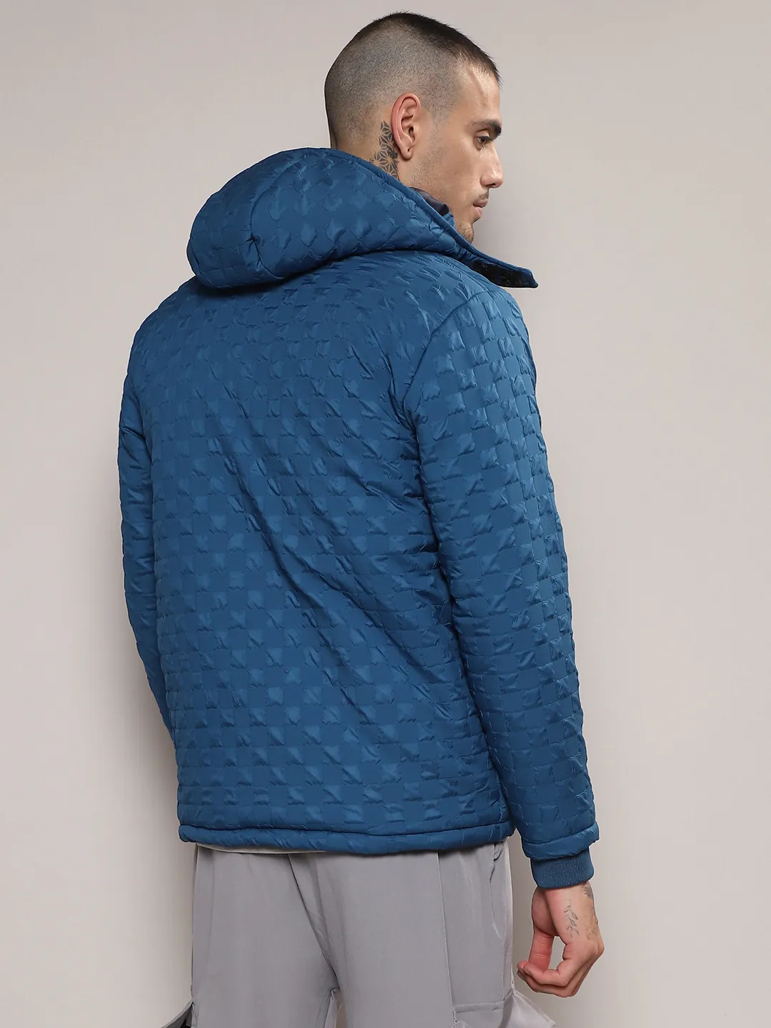 Self-Design Buffalo Check Puffer Jacket - Image 4