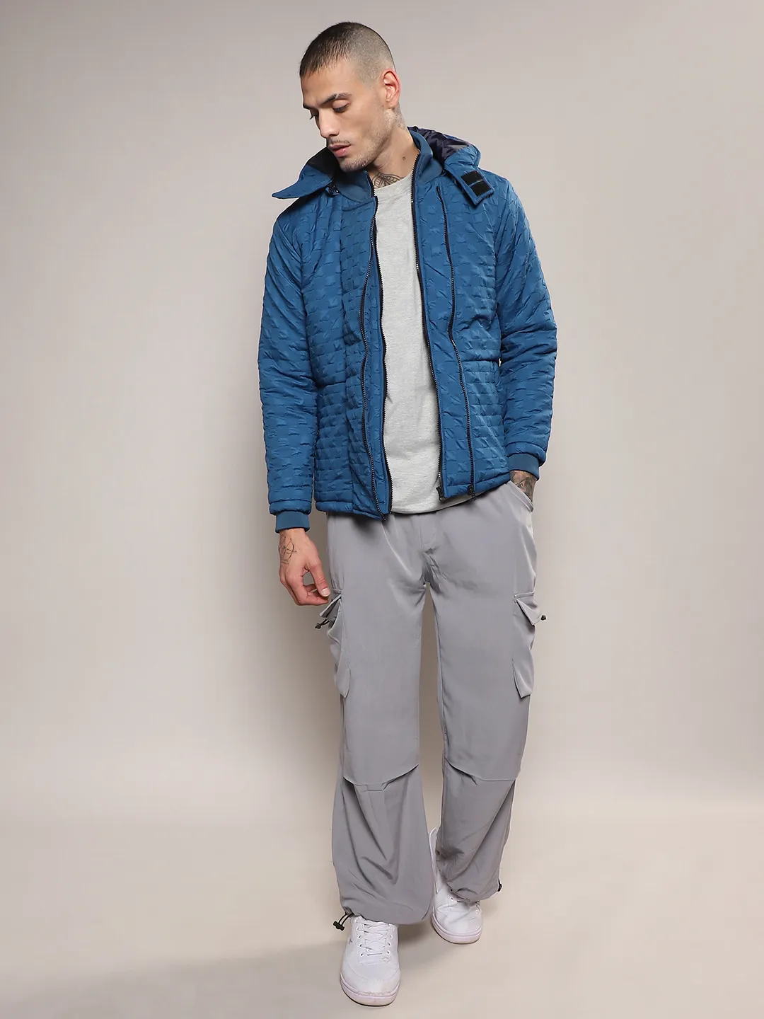 Self-Design Buffalo Check Puffer Jacket - Image 5