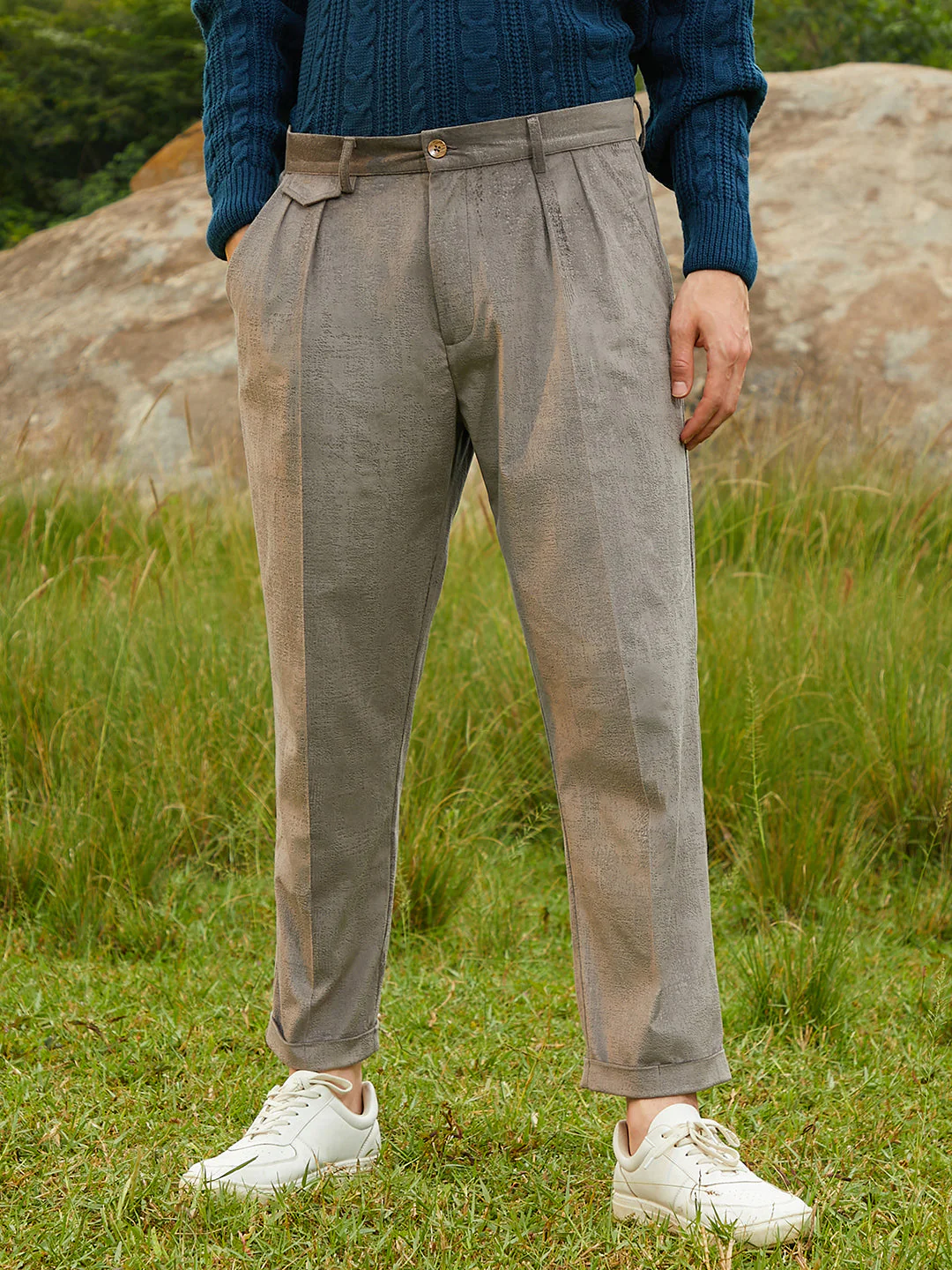 Velvet Pleated Trousers - Image 2