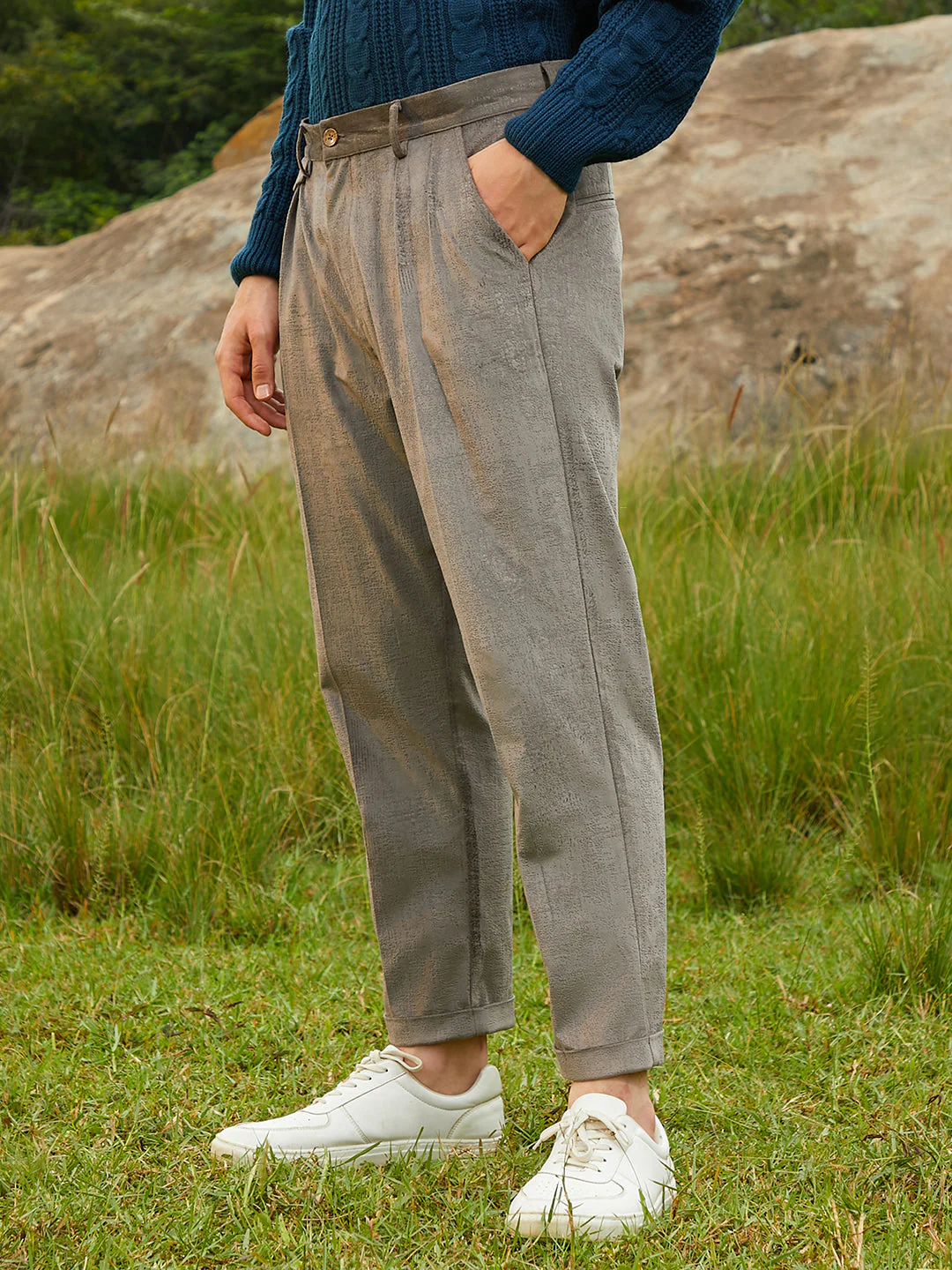 Velvet Pleated Trousers - Image 3