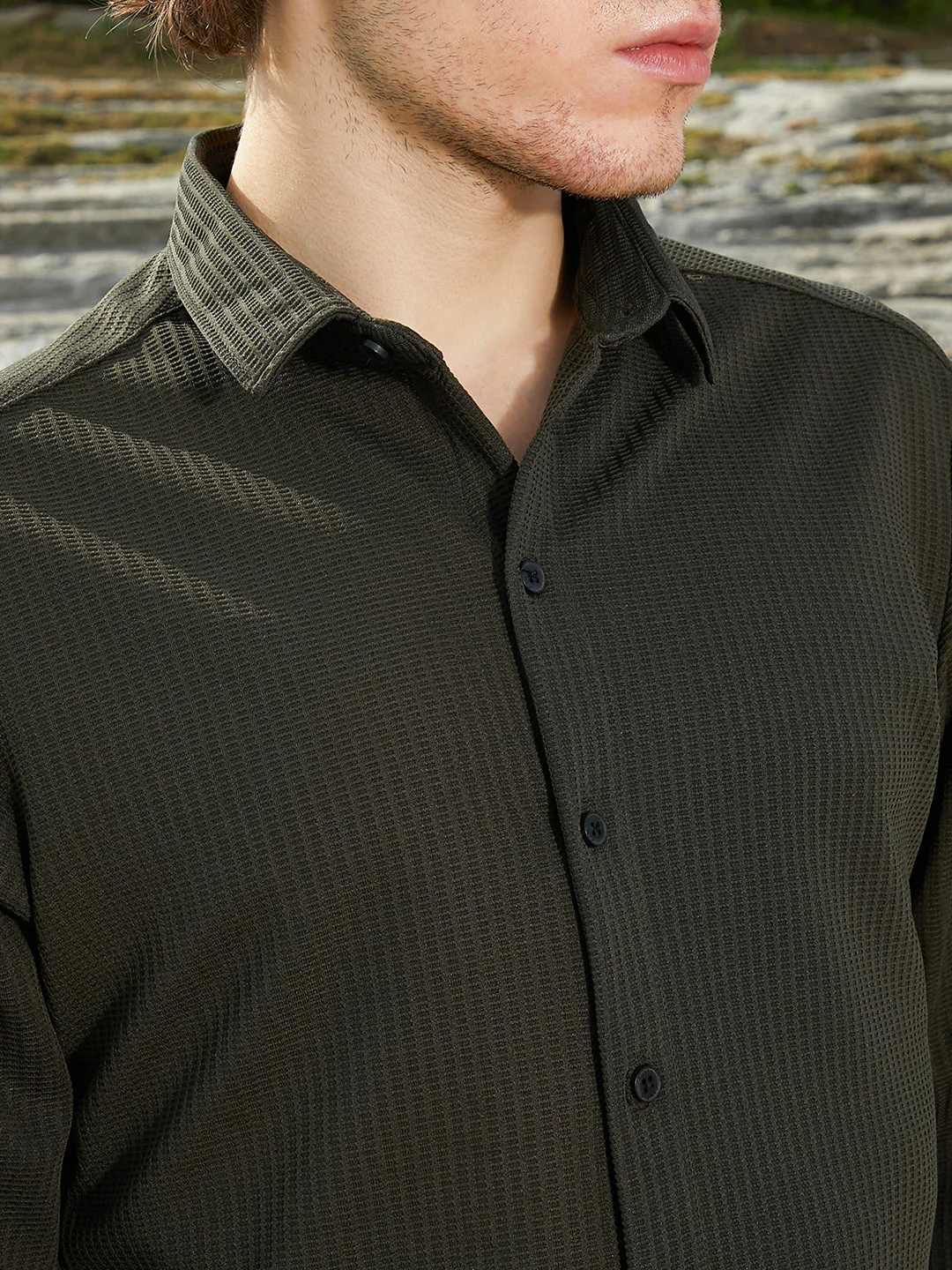 Ribbed-Woven Shirt - Image 7