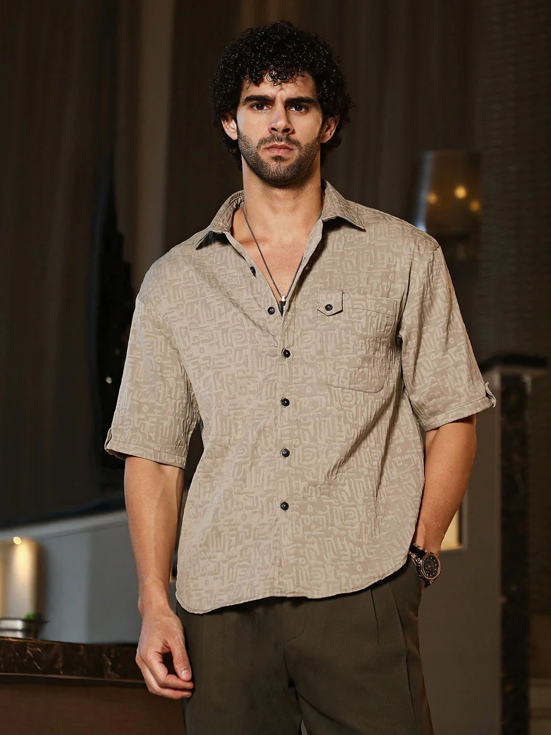 Aztec-Tactile Oversized Shirt - Image 2