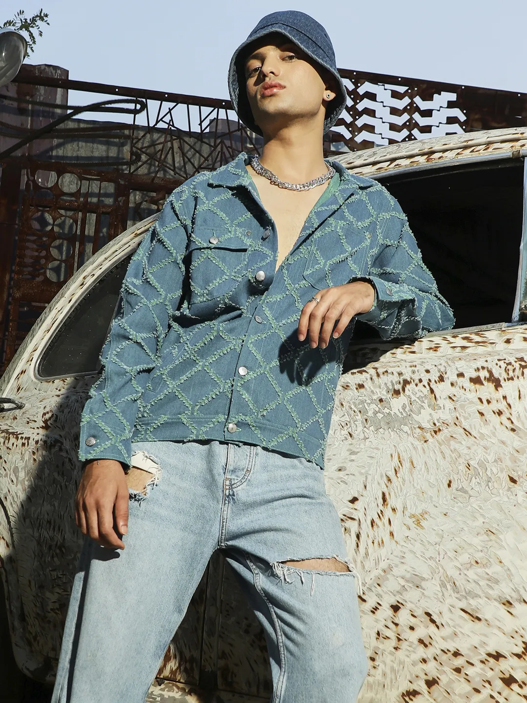 Criss-Cross Denim Jacket