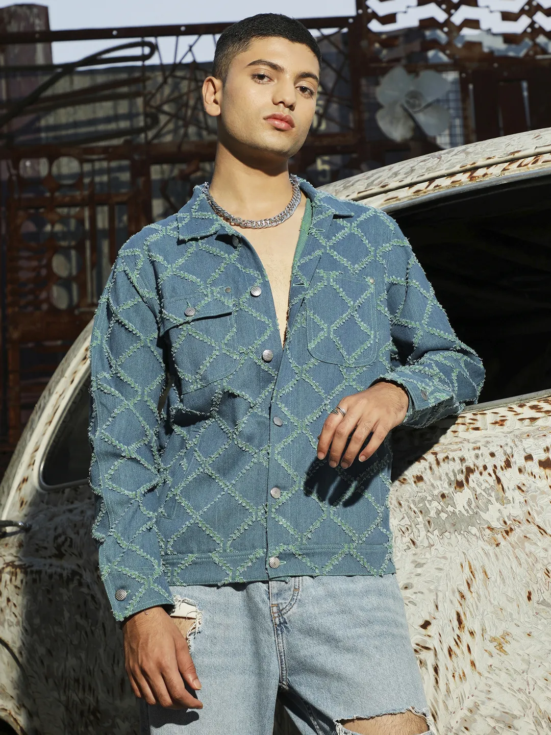 Criss-Cross Denim Jacket - Image 2
