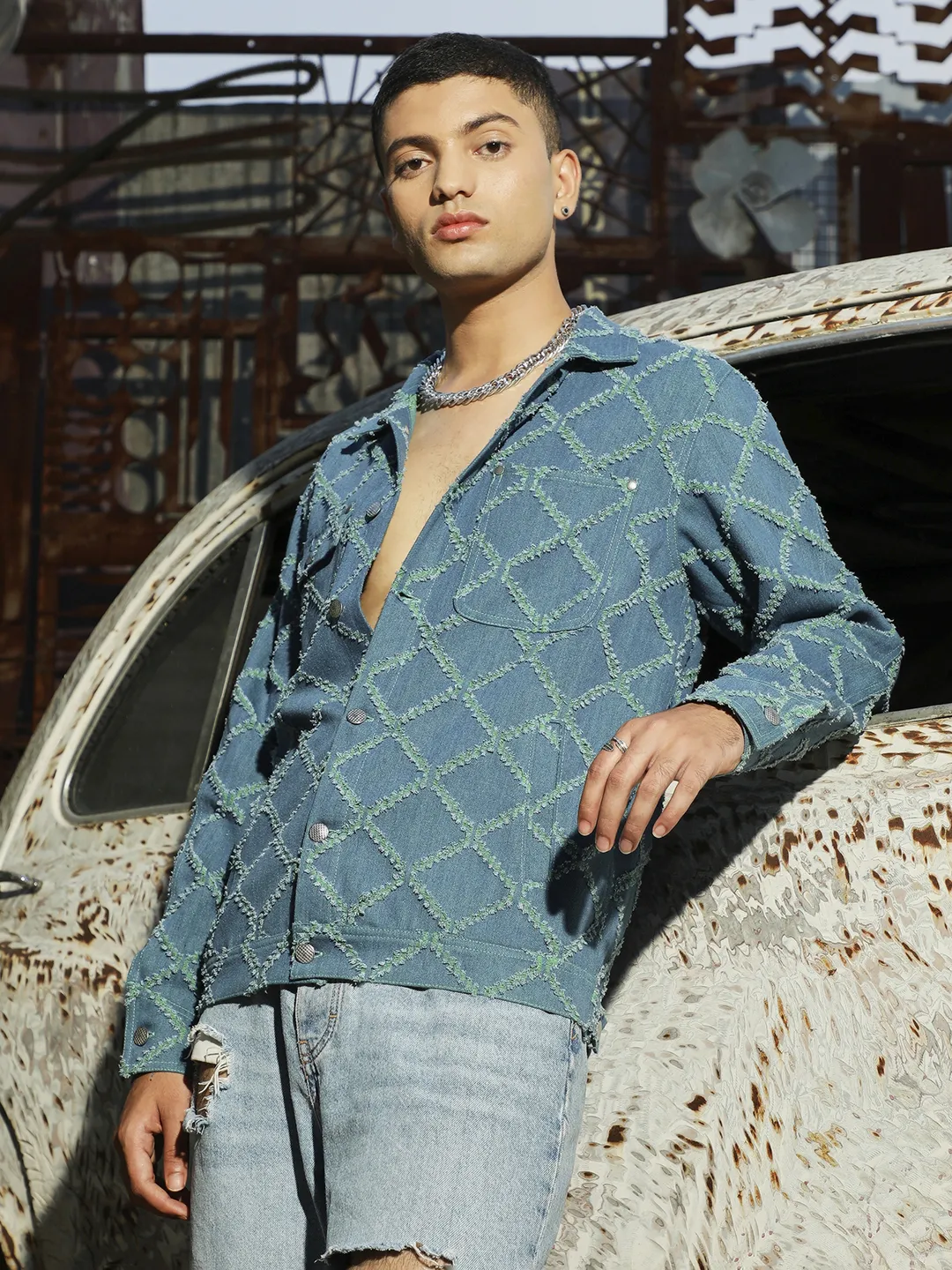 Criss-Cross Denim Jacket - Image 3