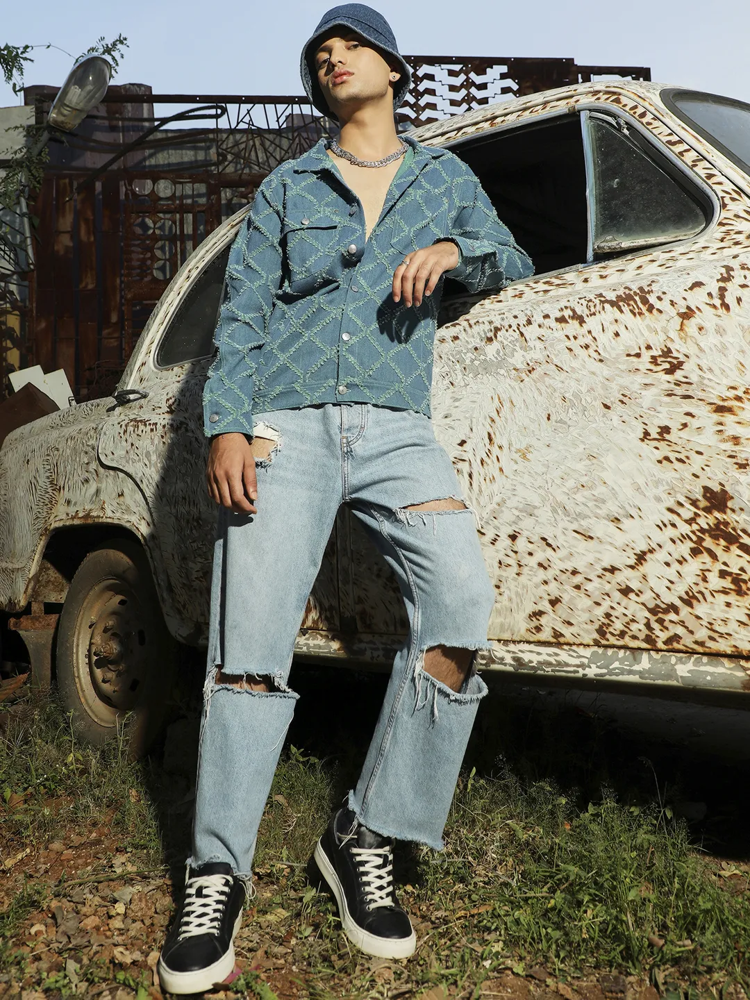 Criss-Cross Denim Jacket - Image 5