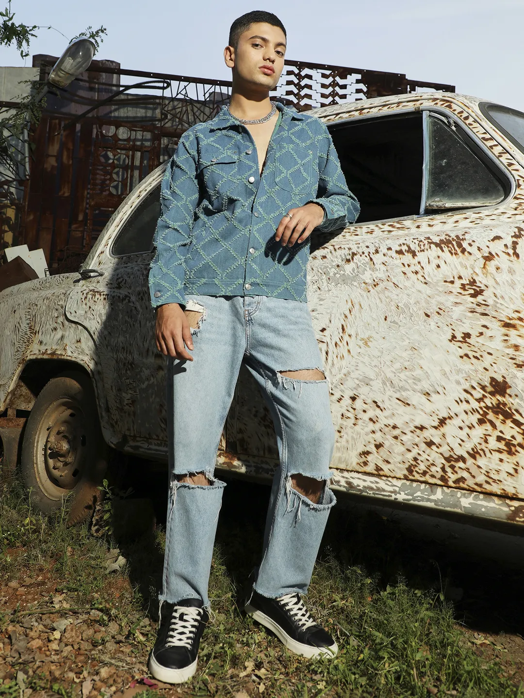 Criss-Cross Denim Jacket - Image 6