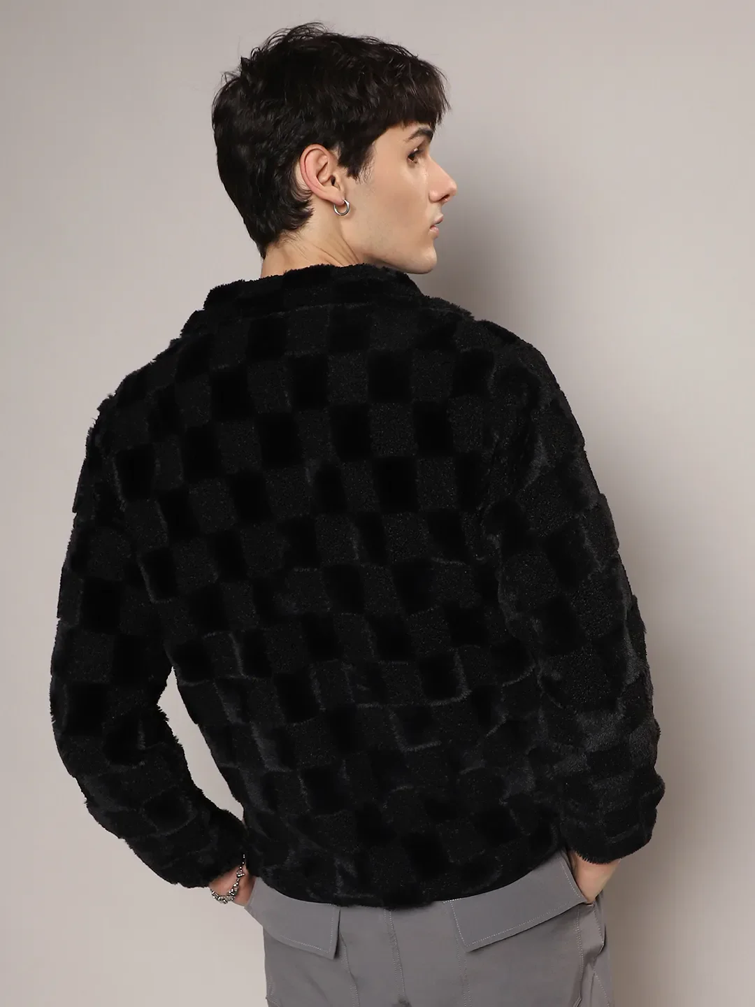 Fleece Buffalo Check Puffer Jacket - Image 4