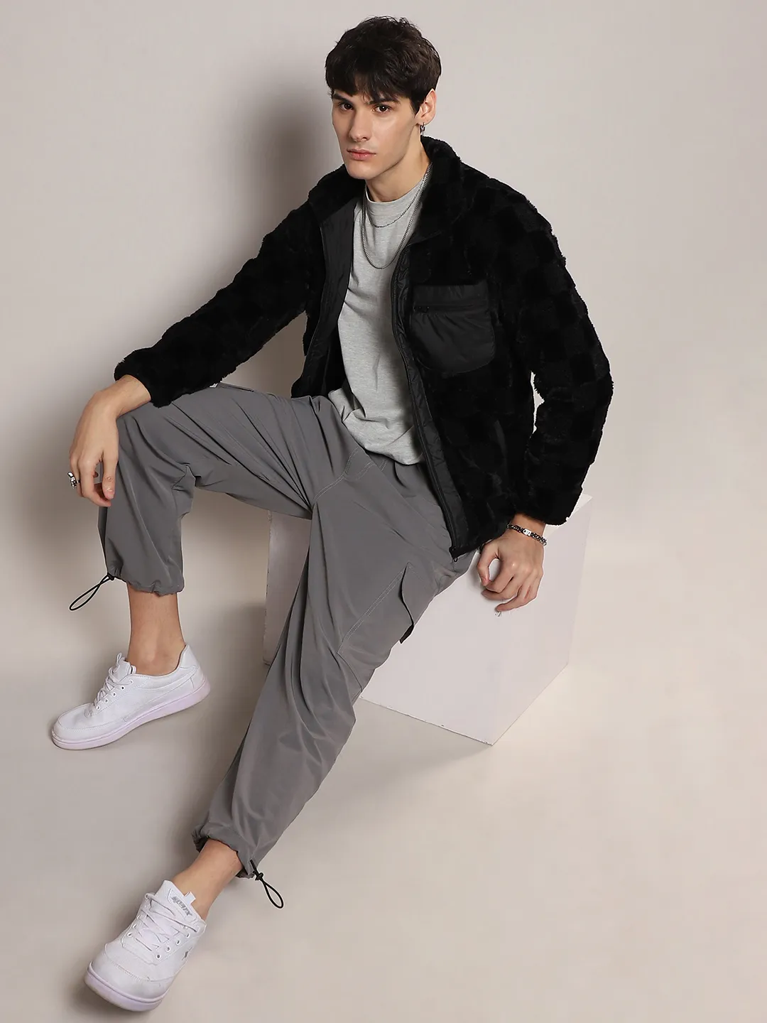 Fleece Buffalo Check Puffer Jacket - Image 6