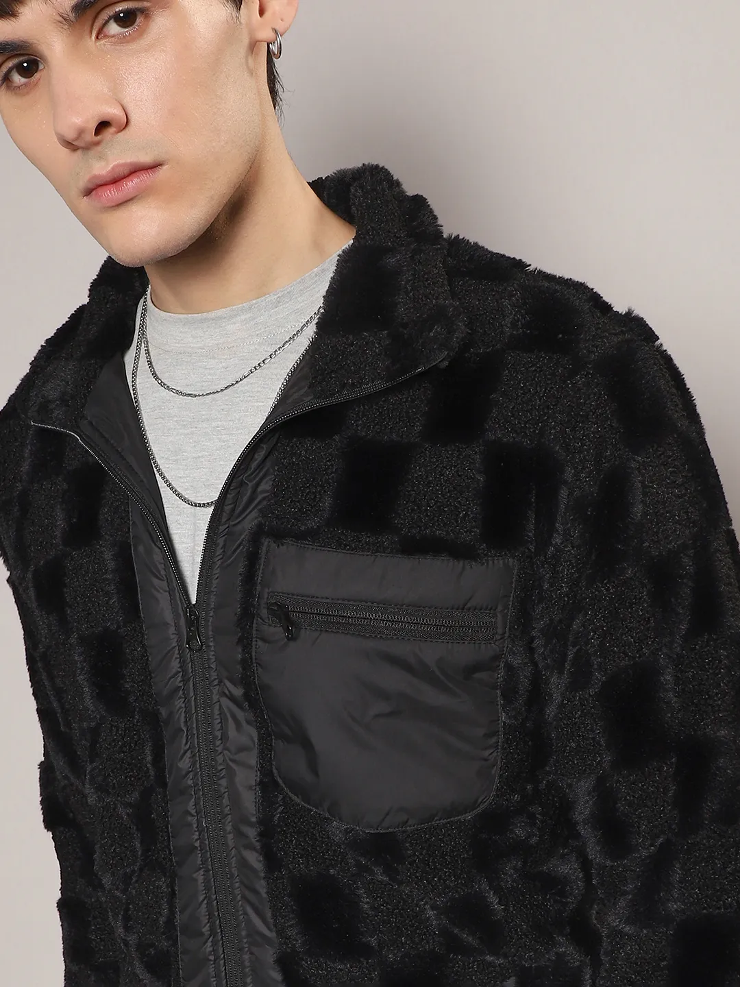Fleece Buffalo Check Puffer Jacket - Image 7