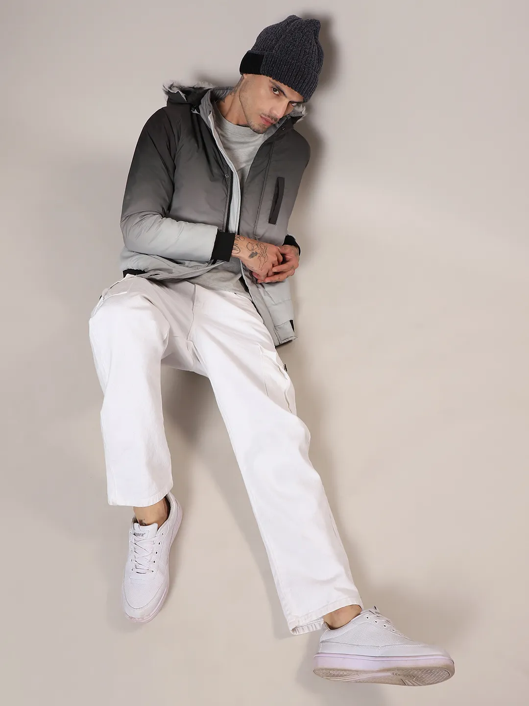 Ombre Puffer Jacket With Fleece Hood - Image 6