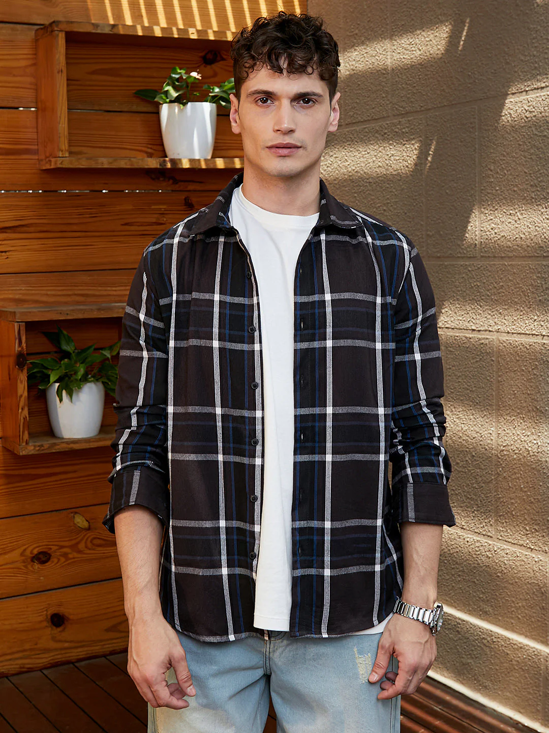 Dark-Plaid Relaxed Shirt - Image 2