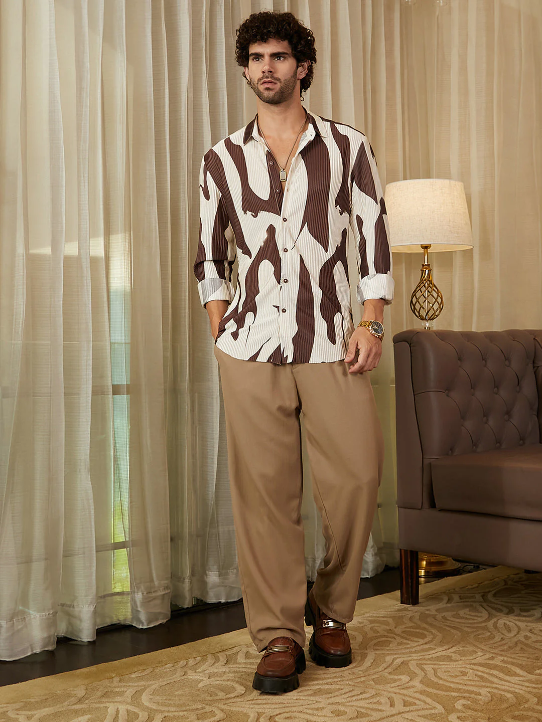 Contour-Lines Pleated Shirt - Image 5