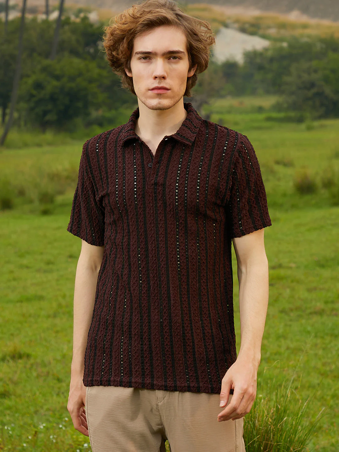 Tactile-Striped Polo T-Shirt - Image 2