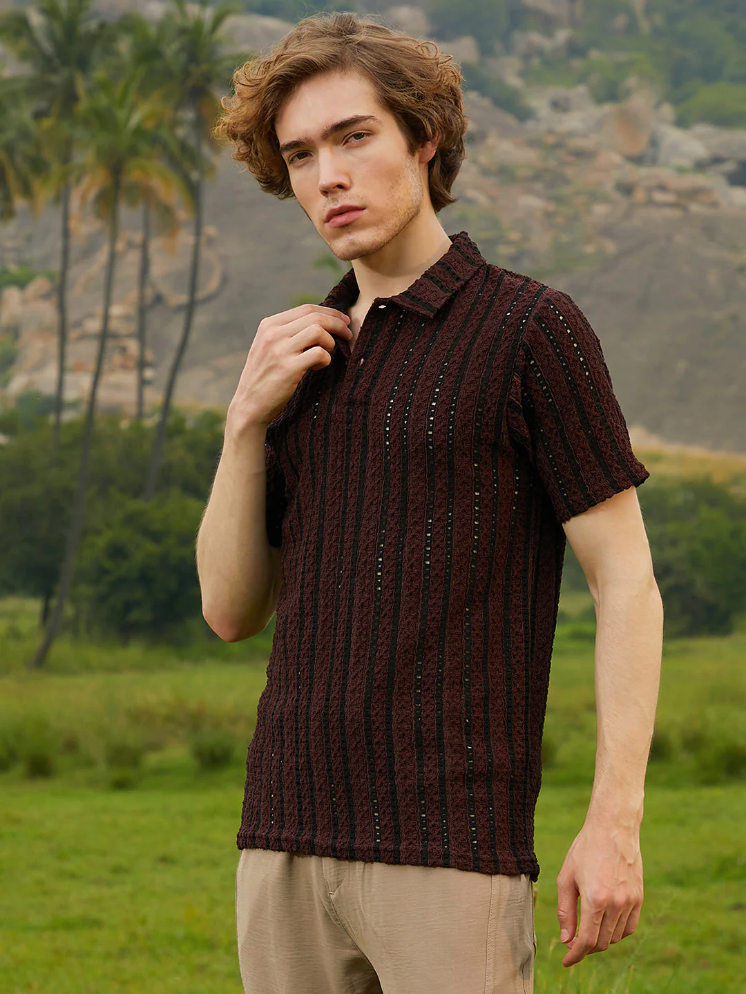 Tactile-Striped Polo T-Shirt - Image 3