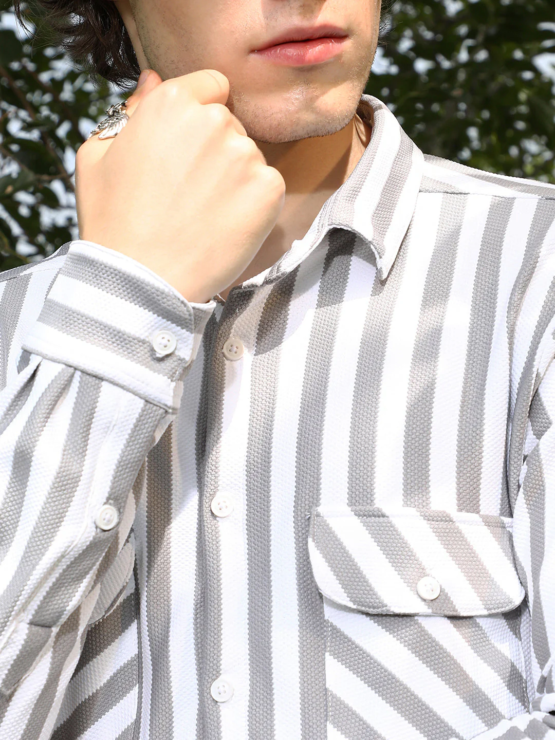 Nautical-Stripe Utility Shirt - Image 7