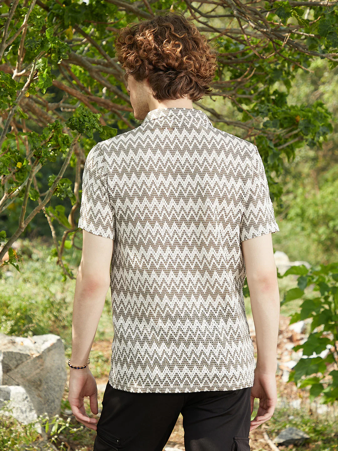 Zig-Zag Knit Polo T-Shirt - Image 4