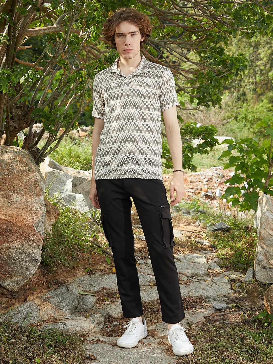 Zig-Zag Knit Polo T-Shirt - Image 5