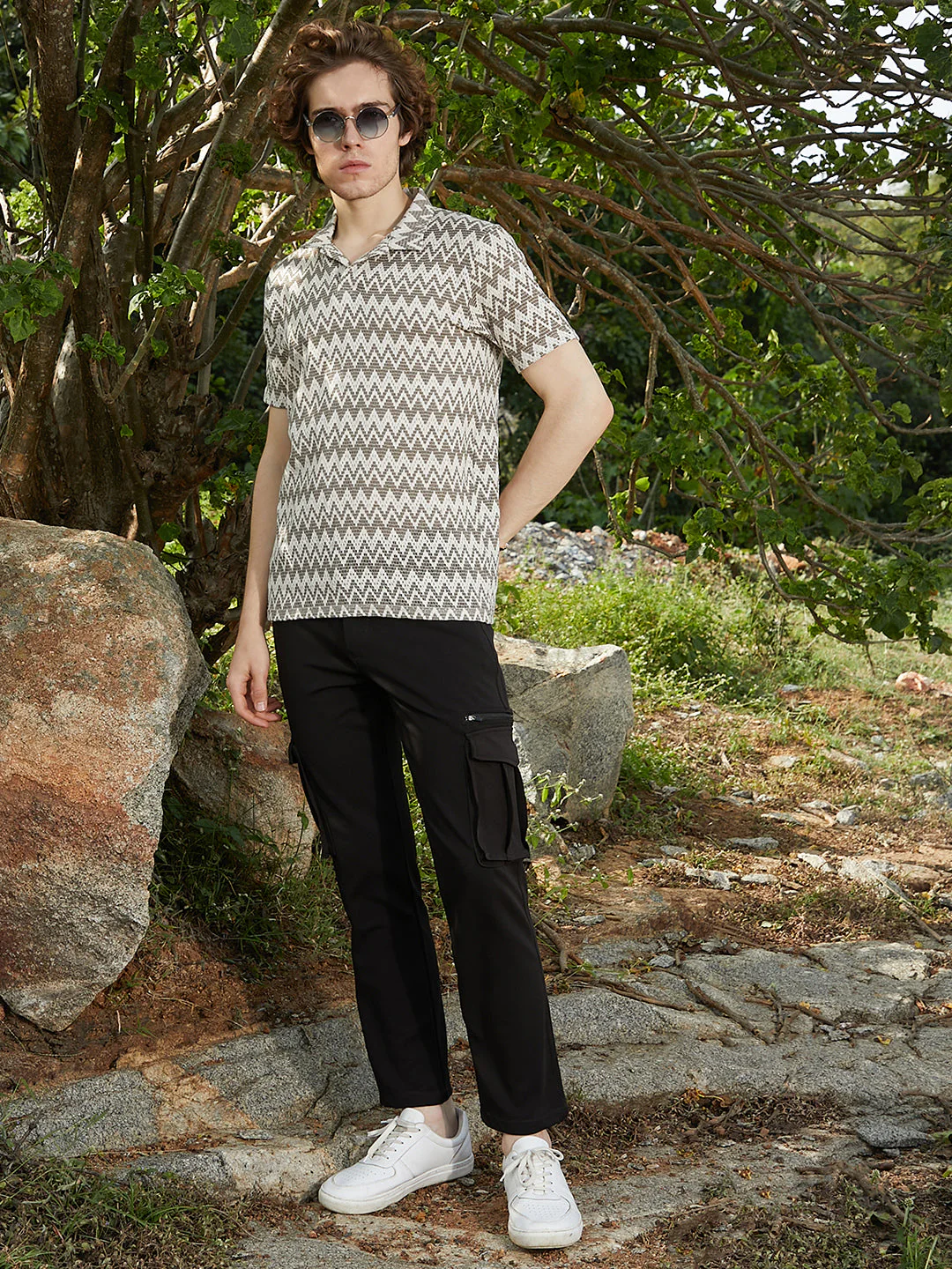 Zig-Zag Knit Polo T-Shirt - Image 6