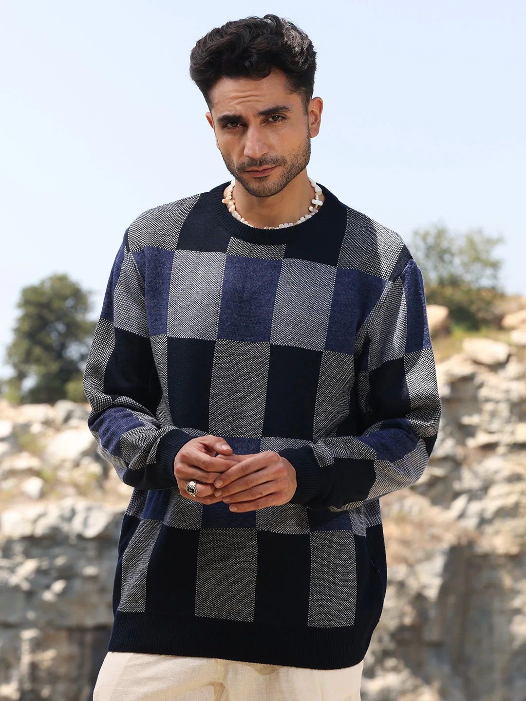 Block Check Pullover Sweater - Image 6