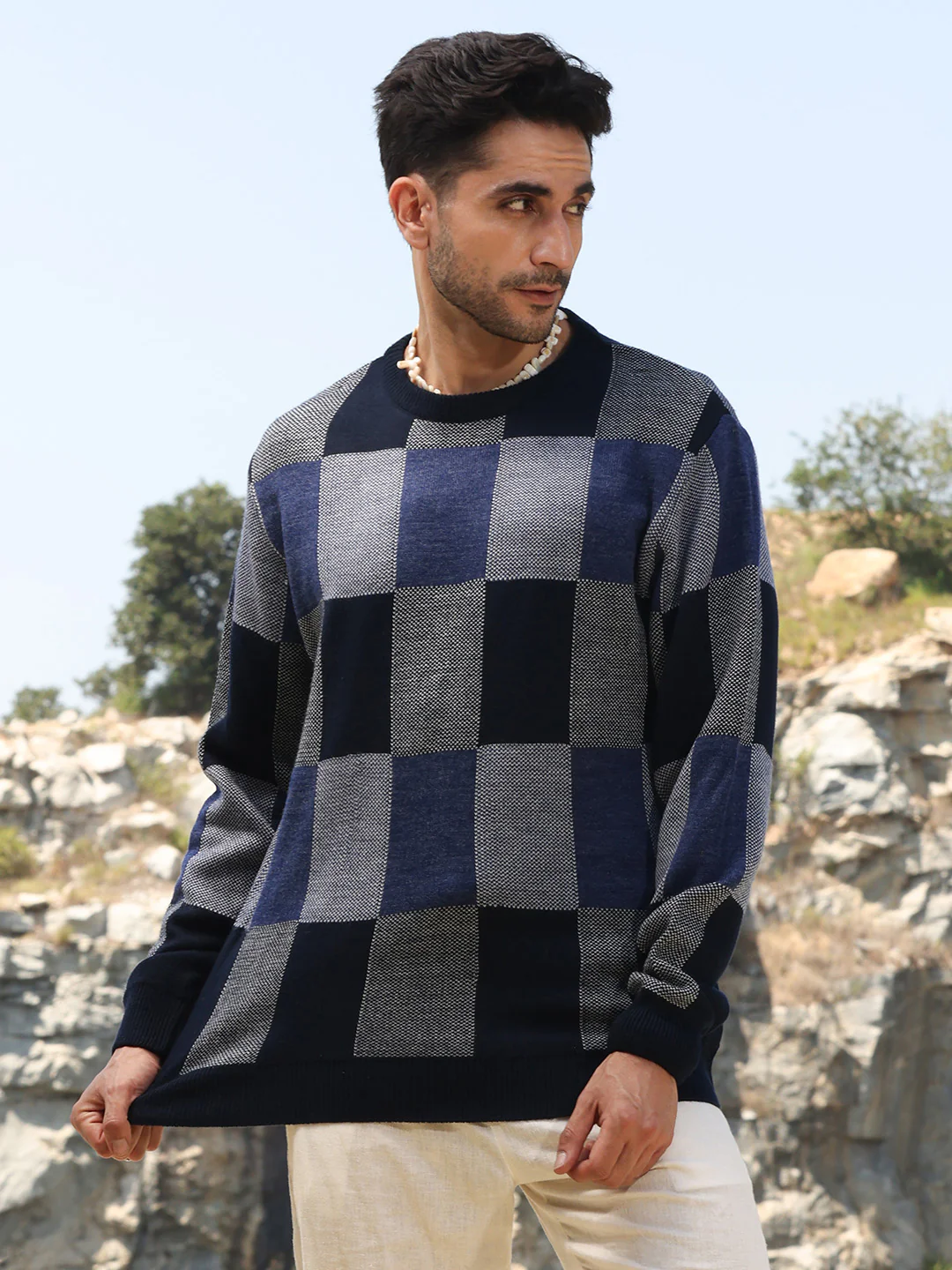 Block Check Pullover Sweater - Image 7