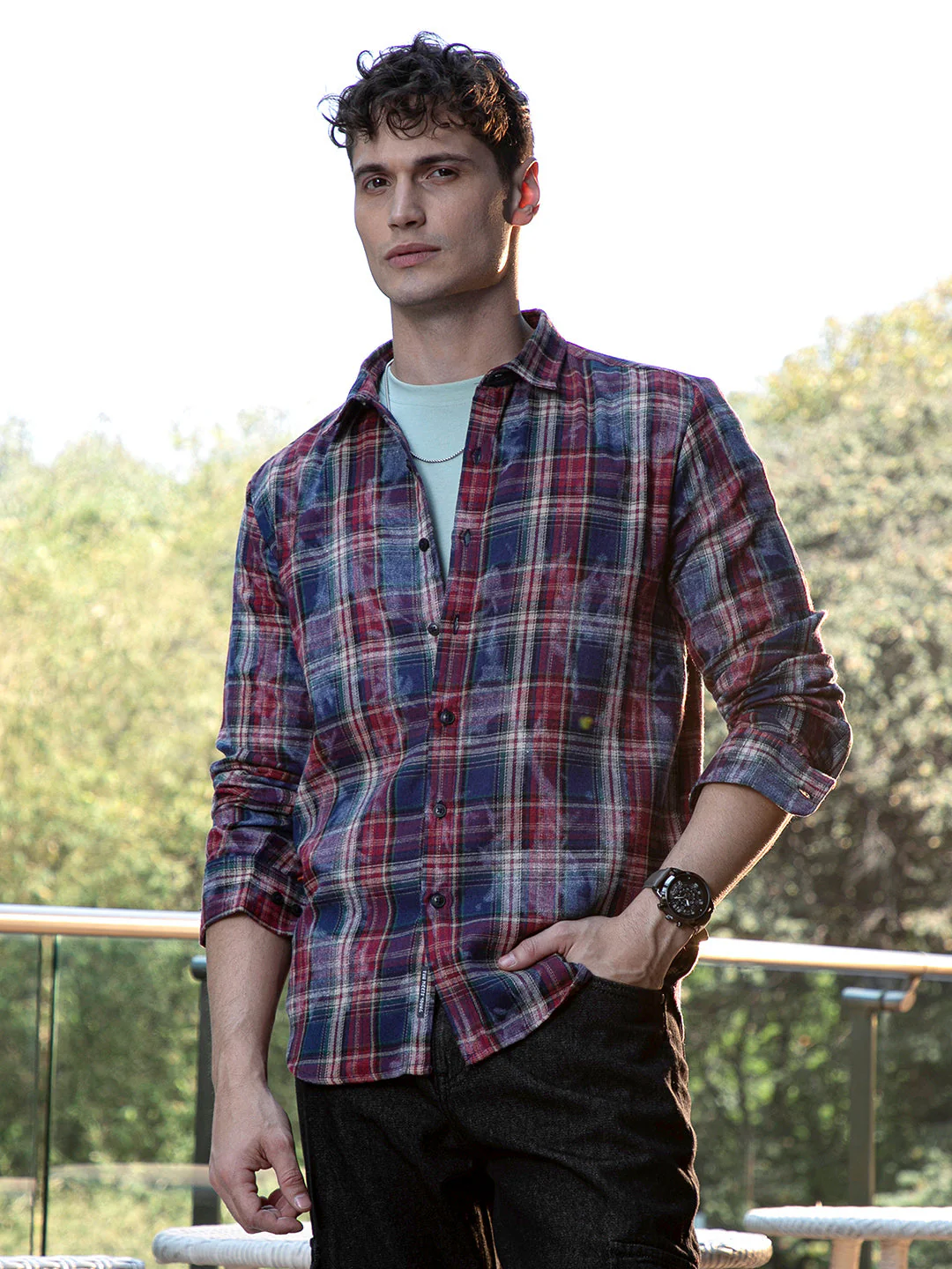Dark-Plaid Relaxed Shirt - Image 2