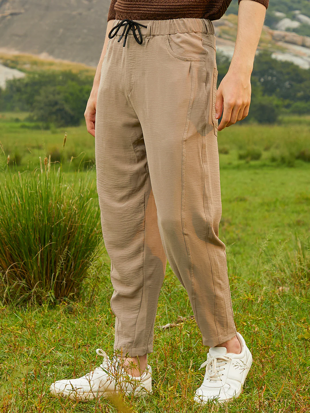 Lightweight - Solid Tapered Trousers - Image 3